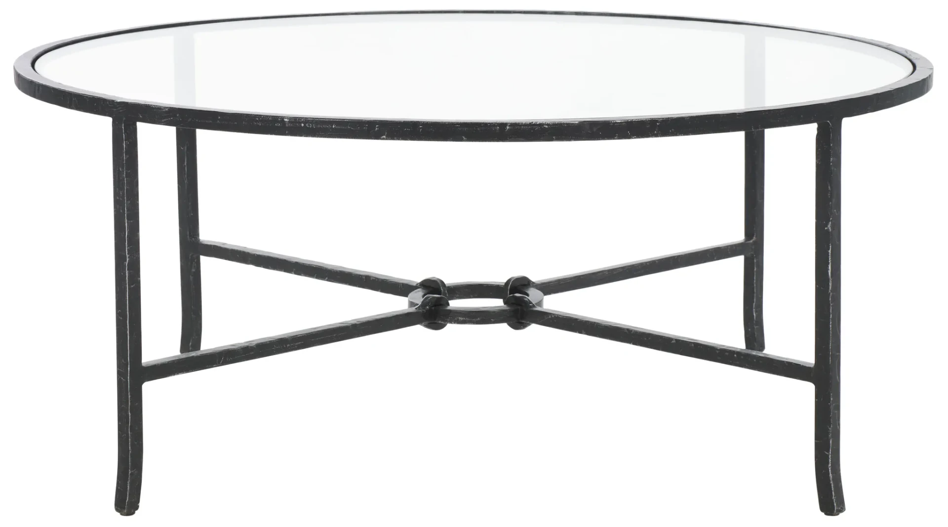 Tauri Metal Round Coffee Table in Black / Clear