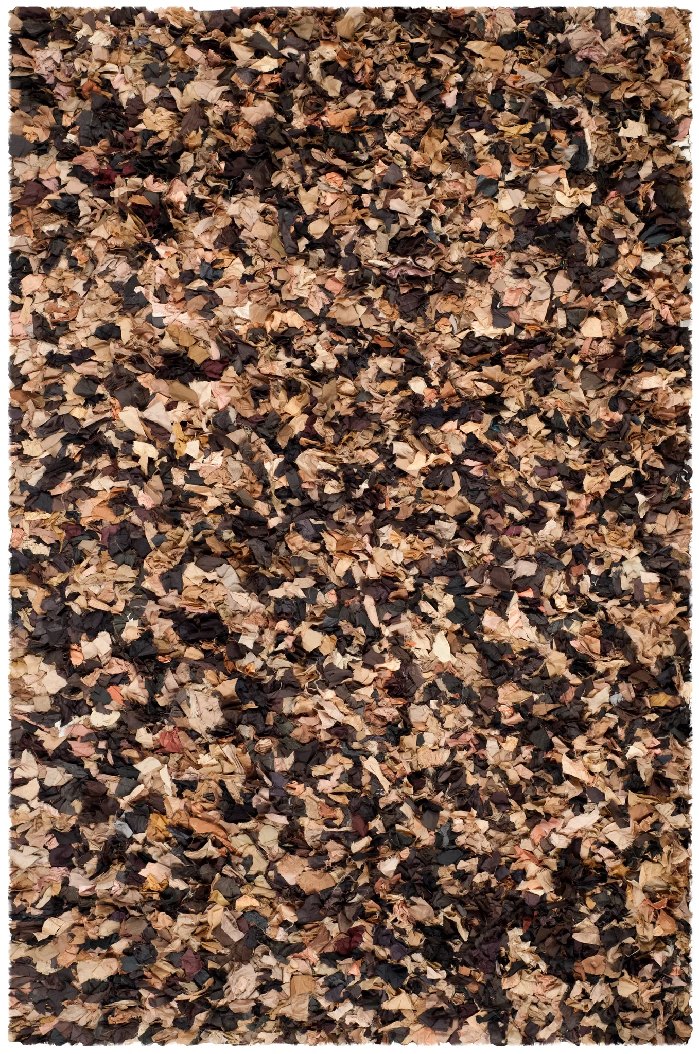 Rio Textured Solid Hand-Woven Shag Rug in Brown / Multicolor