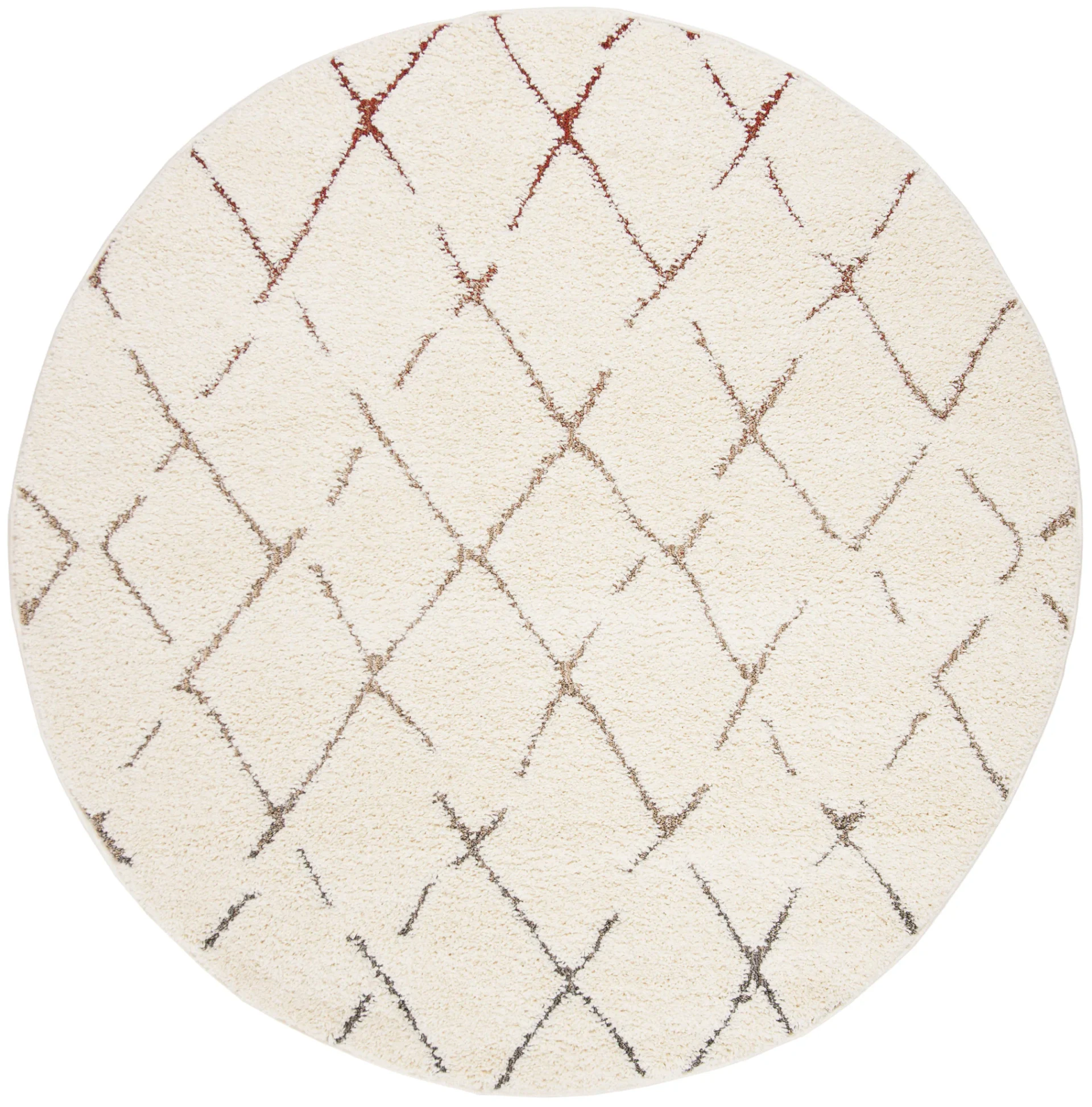 Santorini Diamond Trellis Shag Rug in Cream / Multicolor