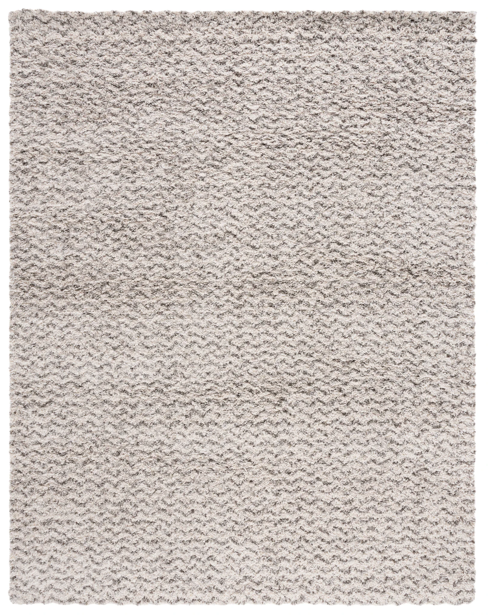 Hudson Textured Shag Rug in Ivory / Gray