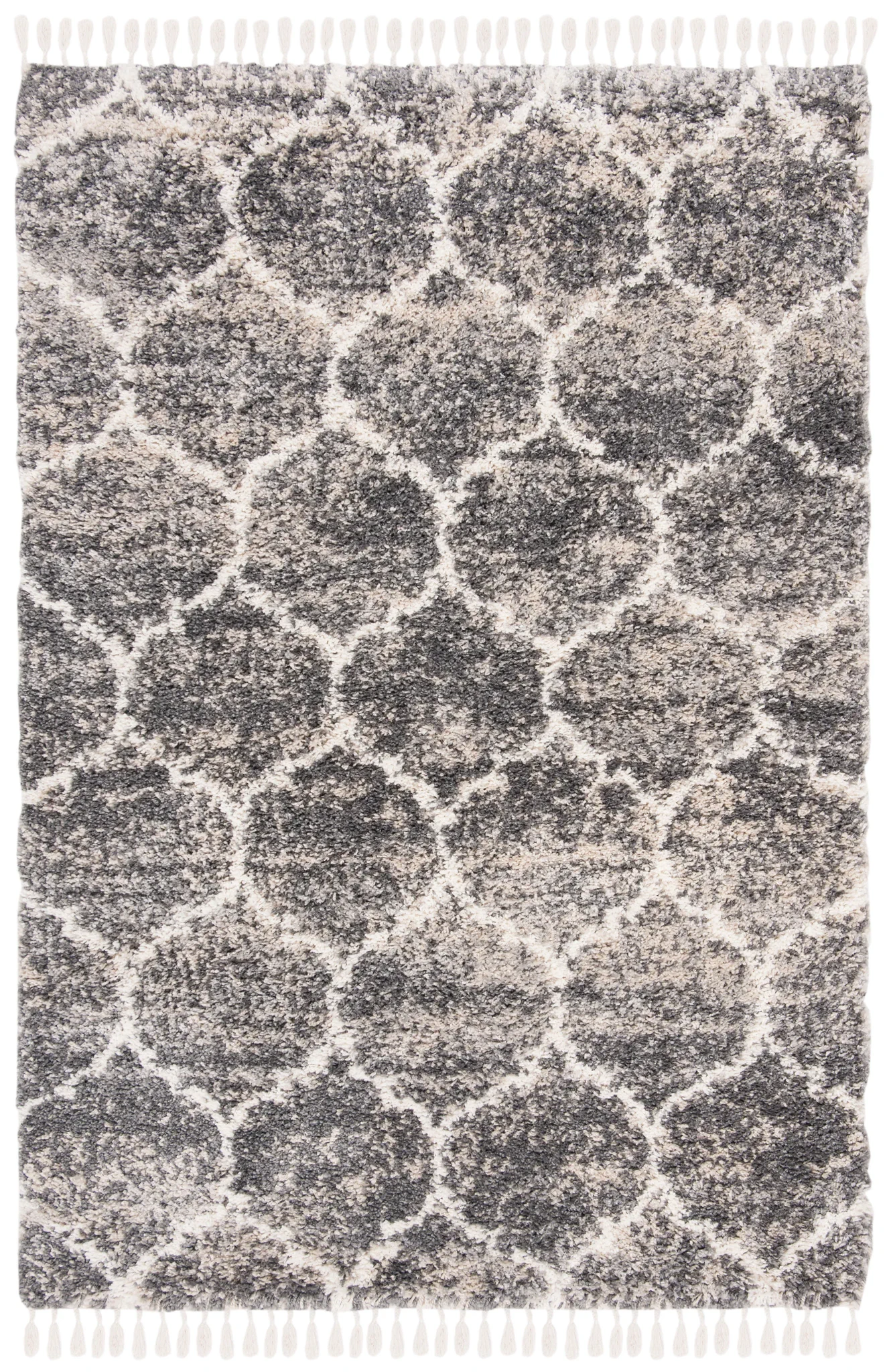 Melrose Lattice Shag Rug in Dark Gray / Ivory