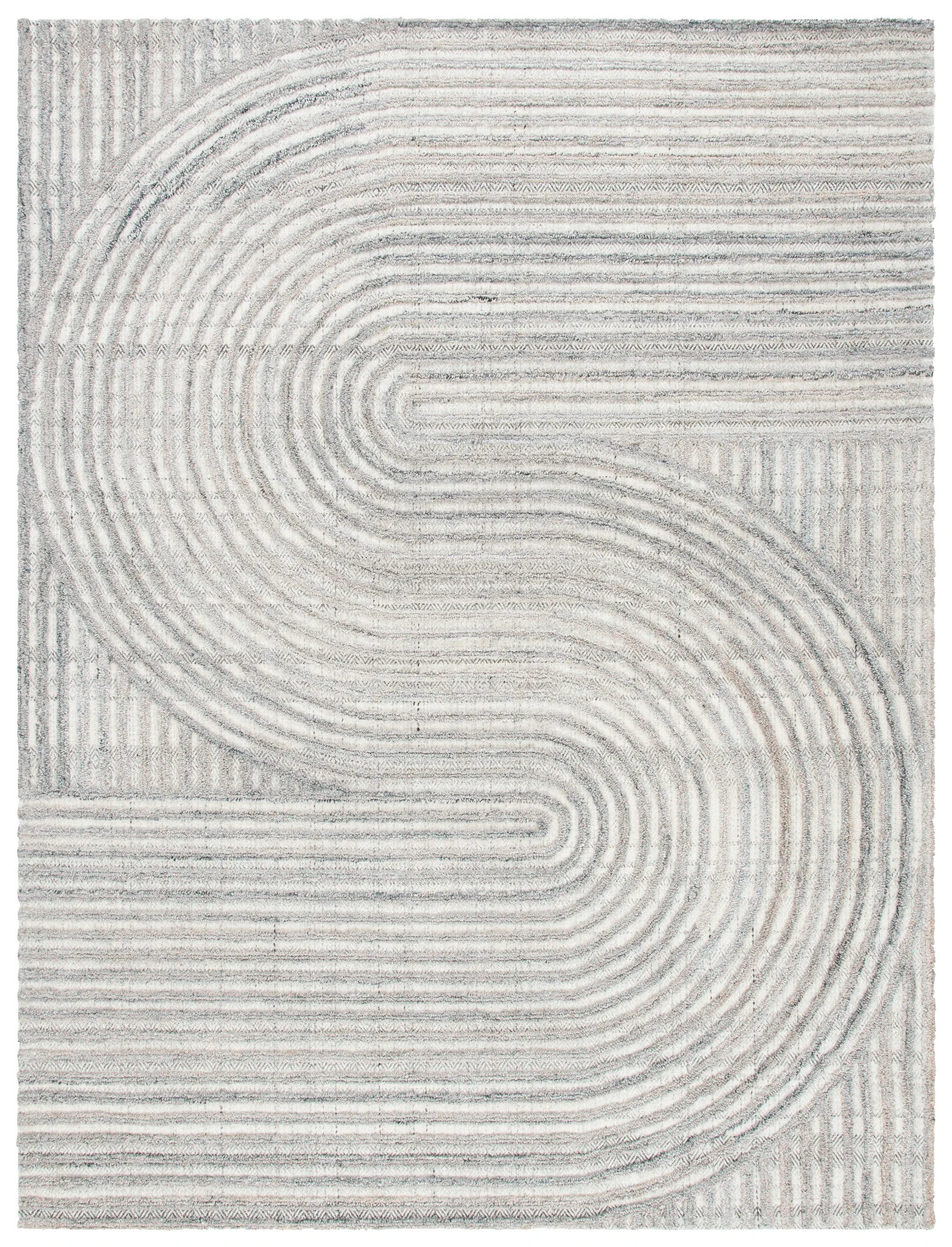 Southampton Curved Stripe Hand-Tufted Rug in Beige / Light Blue