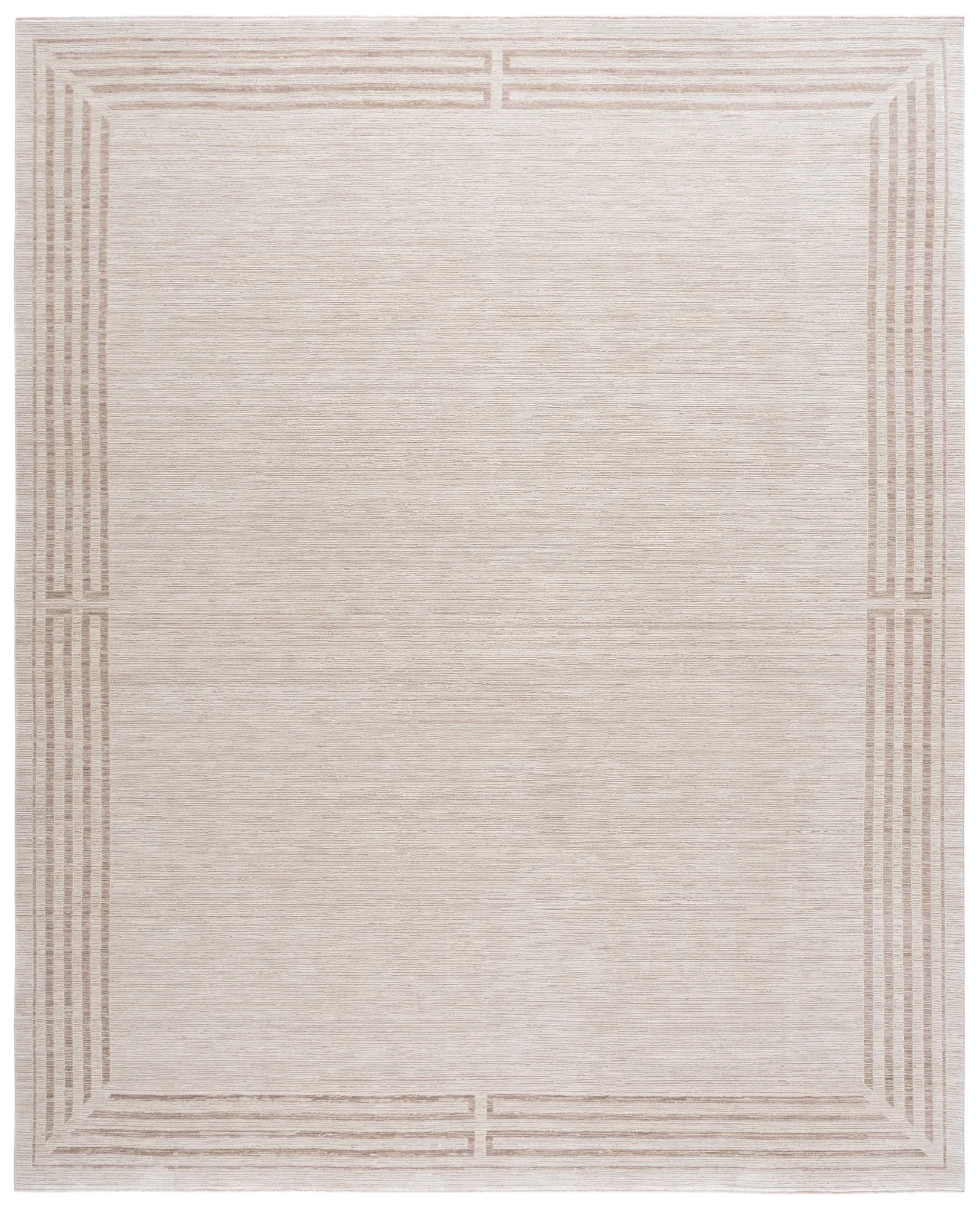 Signature Linear Border Rug in Ivory / Beige