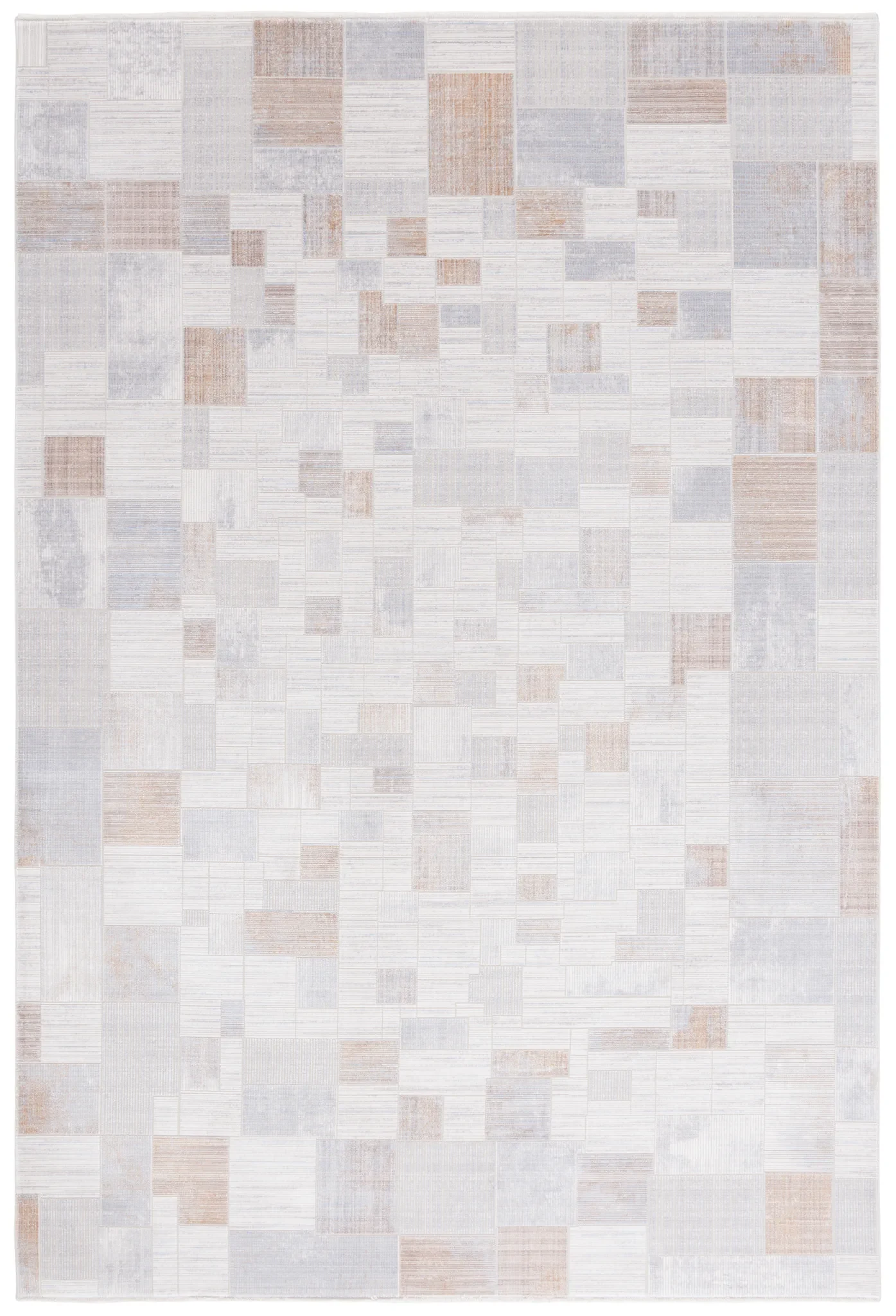 Signature Grid Patchwork Rug in Gray / Blue