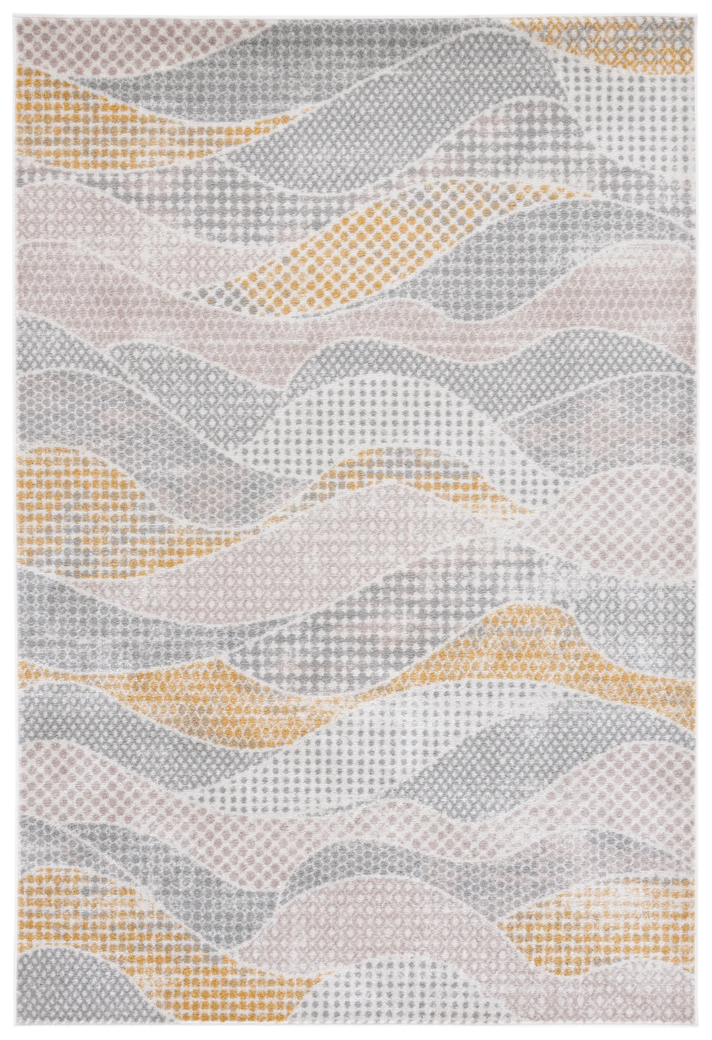 Skyler Dotted Wave Rug in Gray Beige / Gold