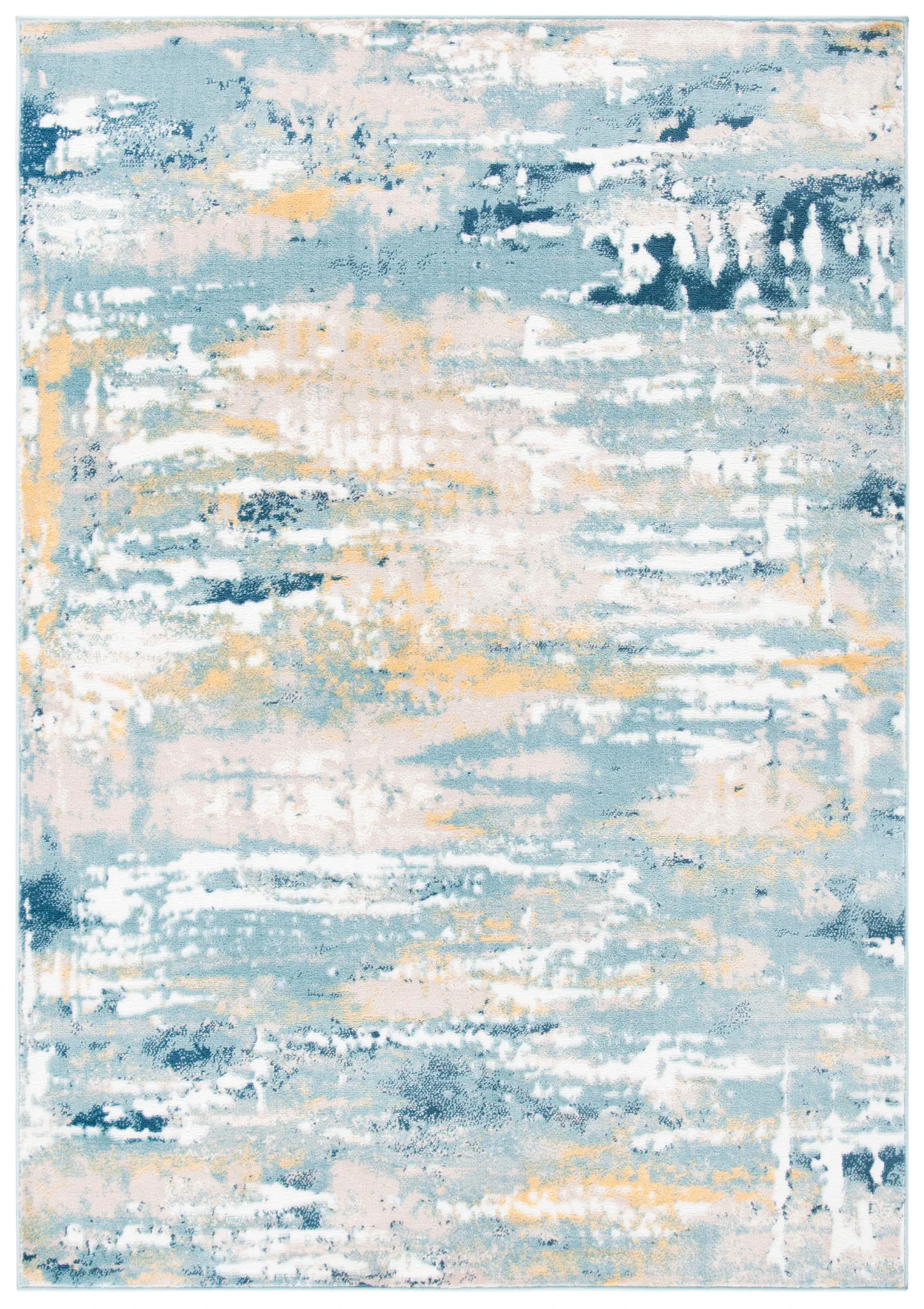 Skyler Abstract Painterly Rug in Teal / Gold