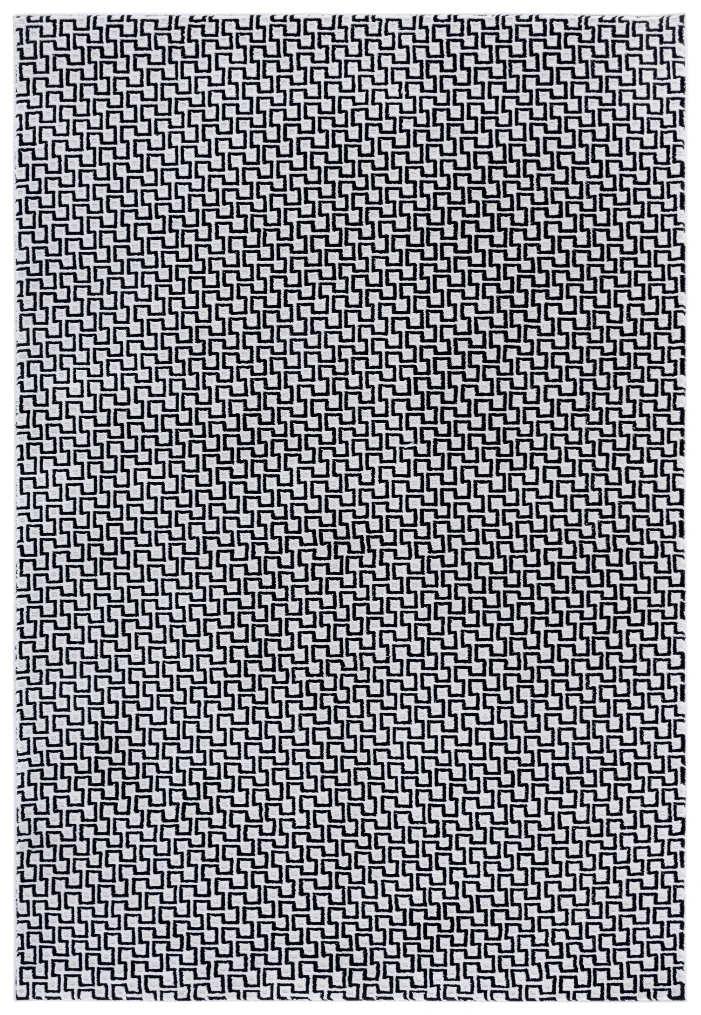 Slate Interlocking Maze Rug in Ivory / Black