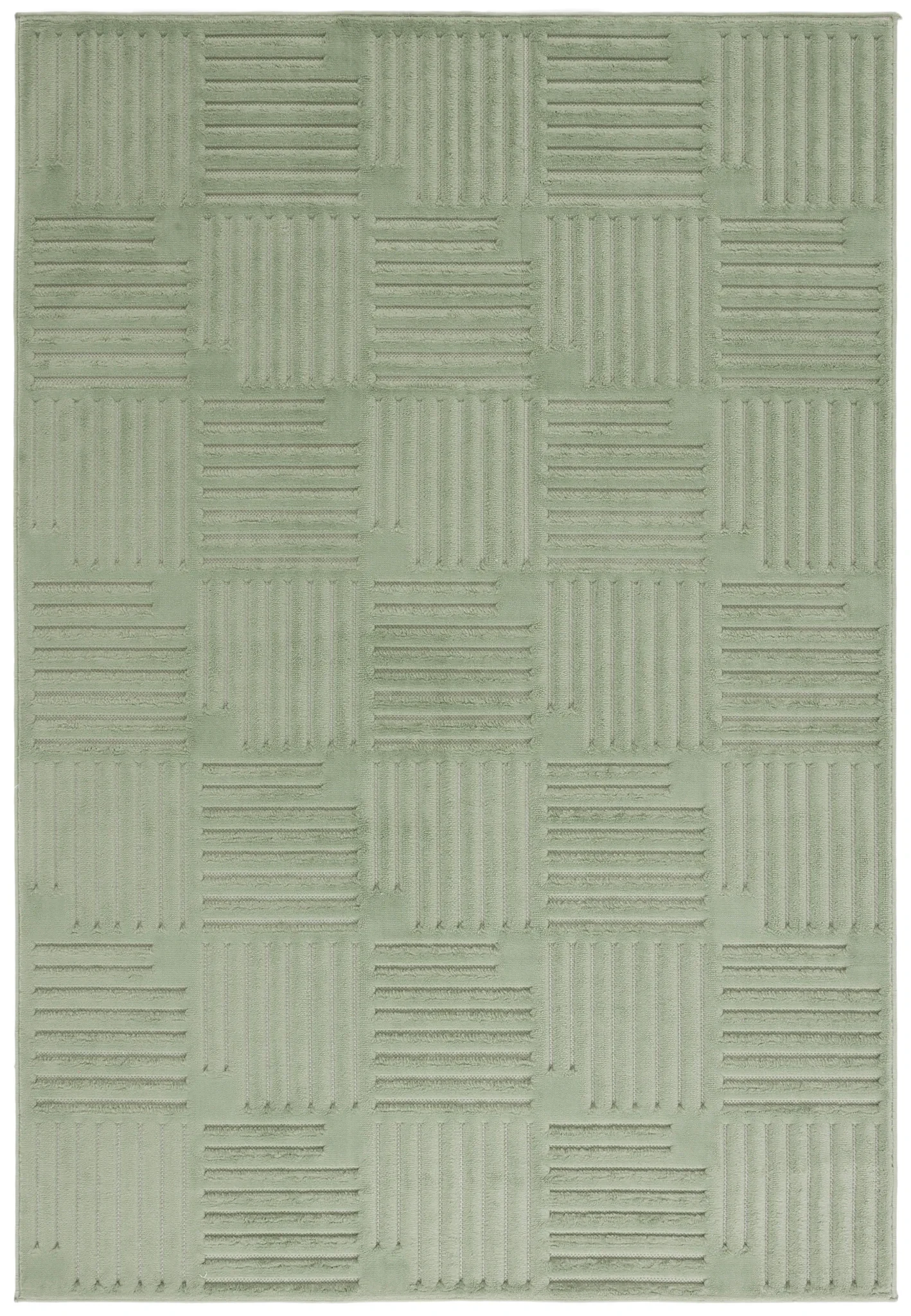 Selena Basketweave Stripe Rug in Green