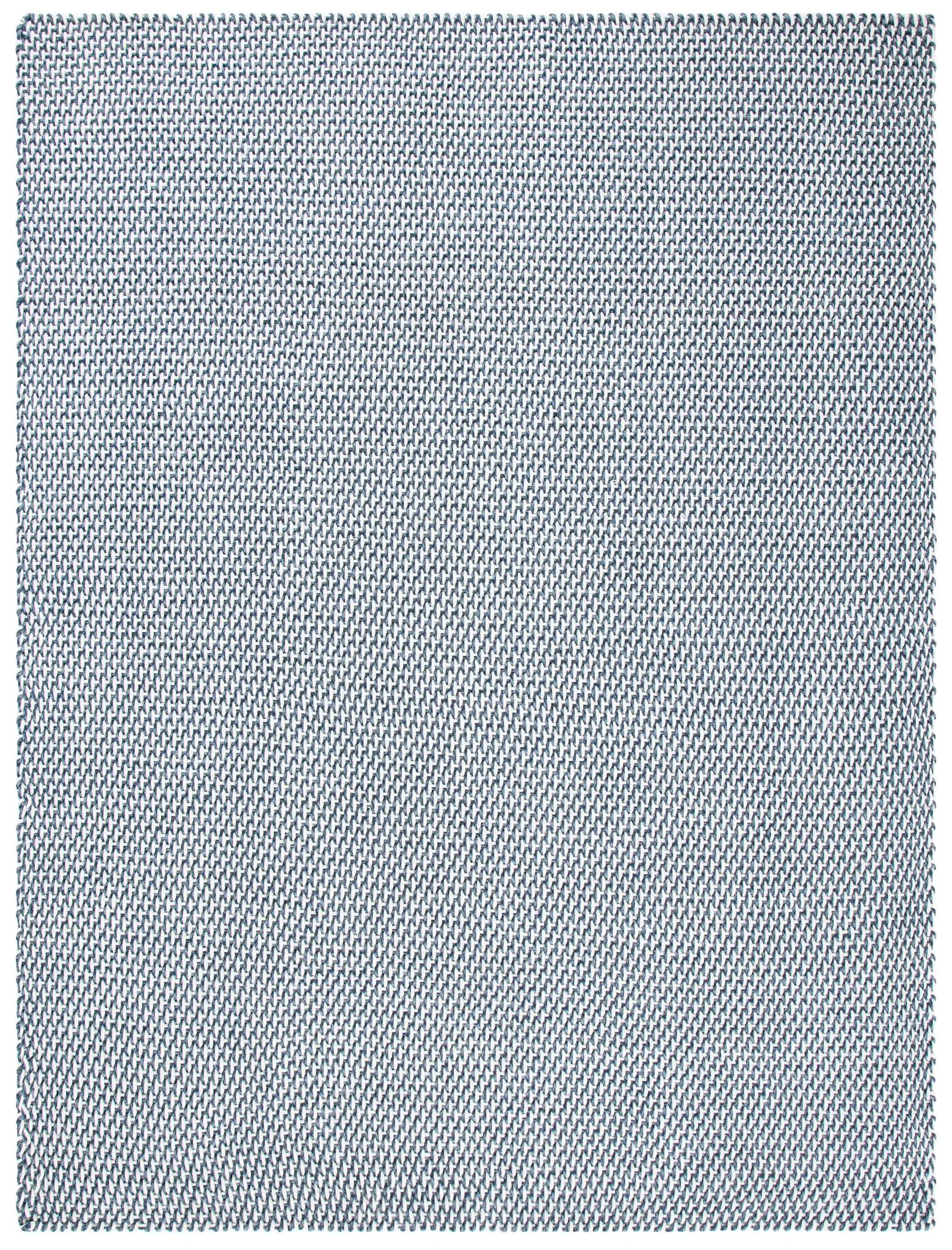 Salem Basketweave Hand-Woven Cotton Rug in Dark Blue