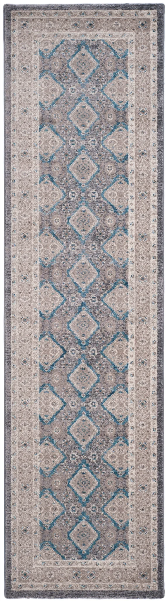 Sofia Medallion Bordered Rug in Light Gray / Beige