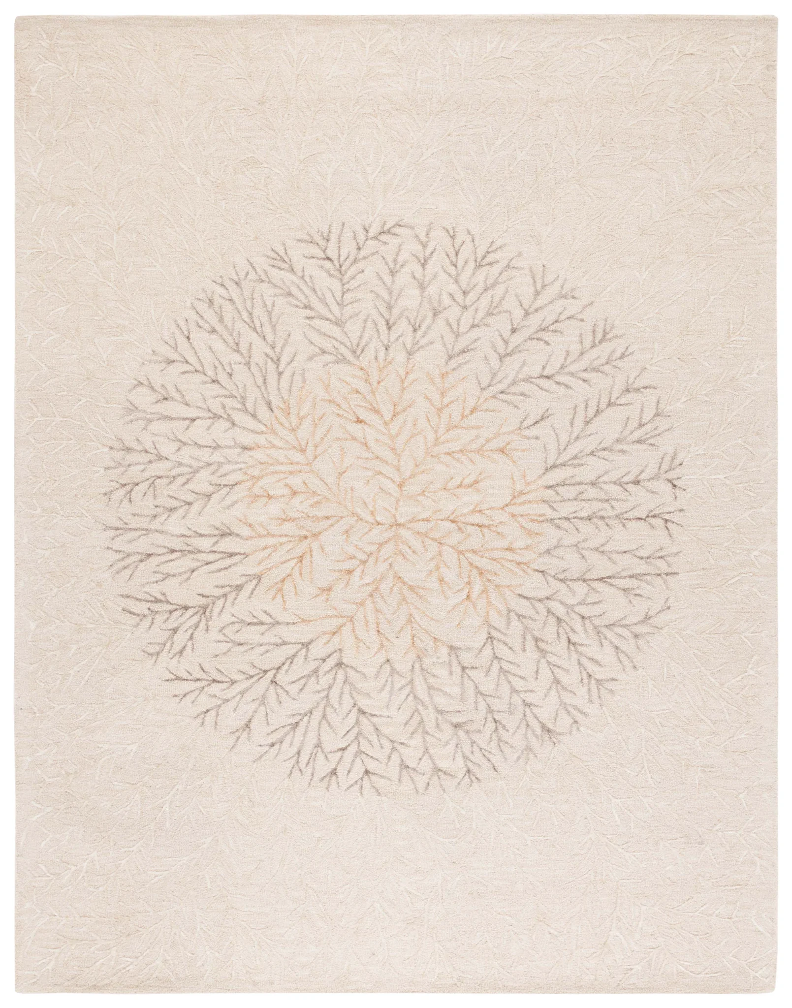 Soho Branching Hand-Tufted Wool & Viscose Rug in Beige / Brown