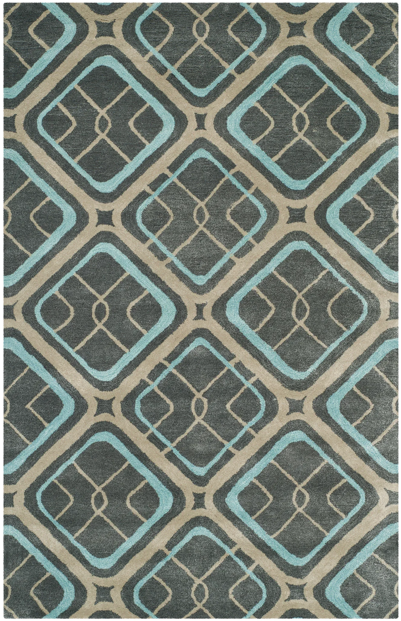 Soho Interlocking Diamond Hand-Tufted Rug in Gray / Multicolor