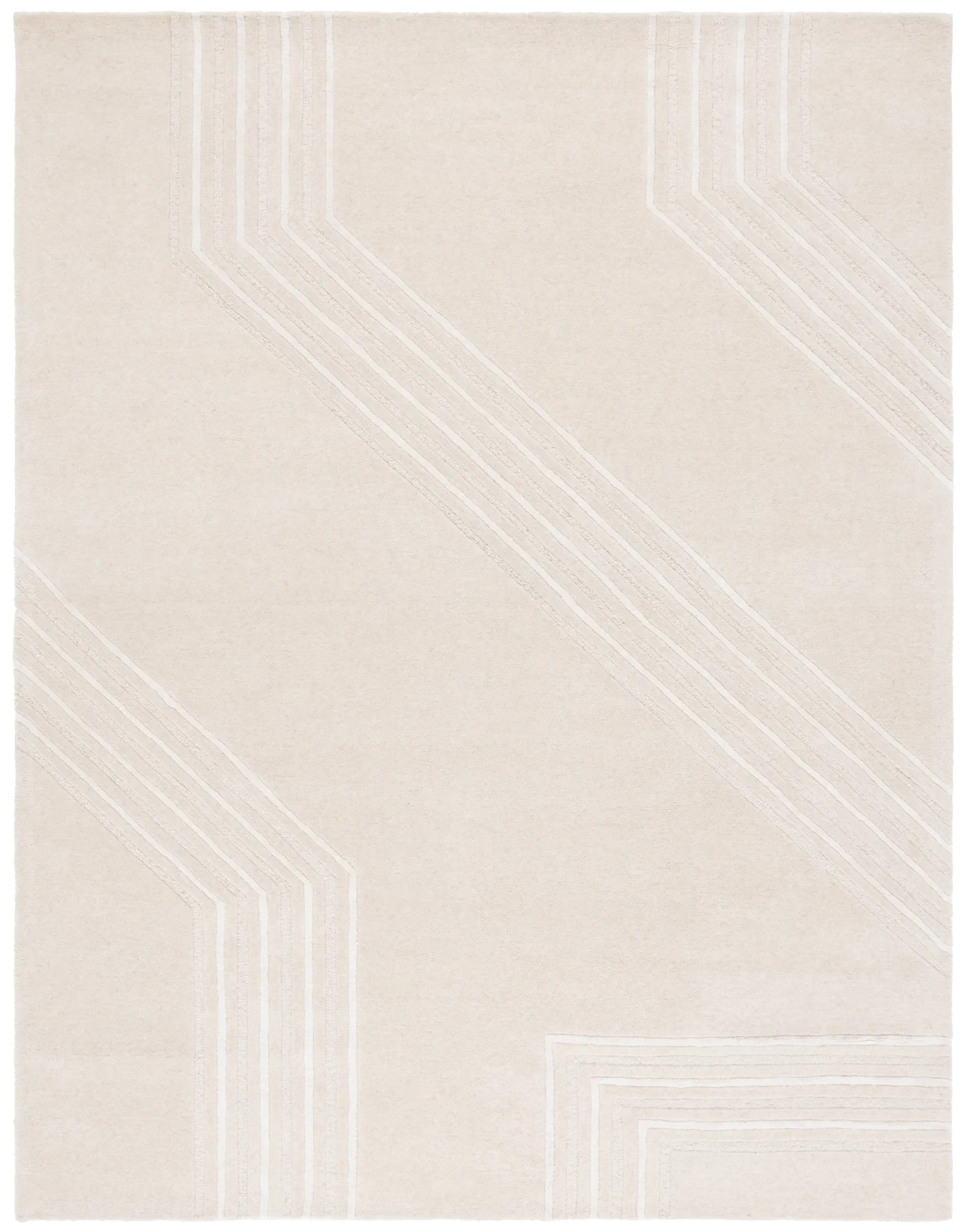 Soho Linear Path Hand-Tufted Rug in Beige / Ivory
