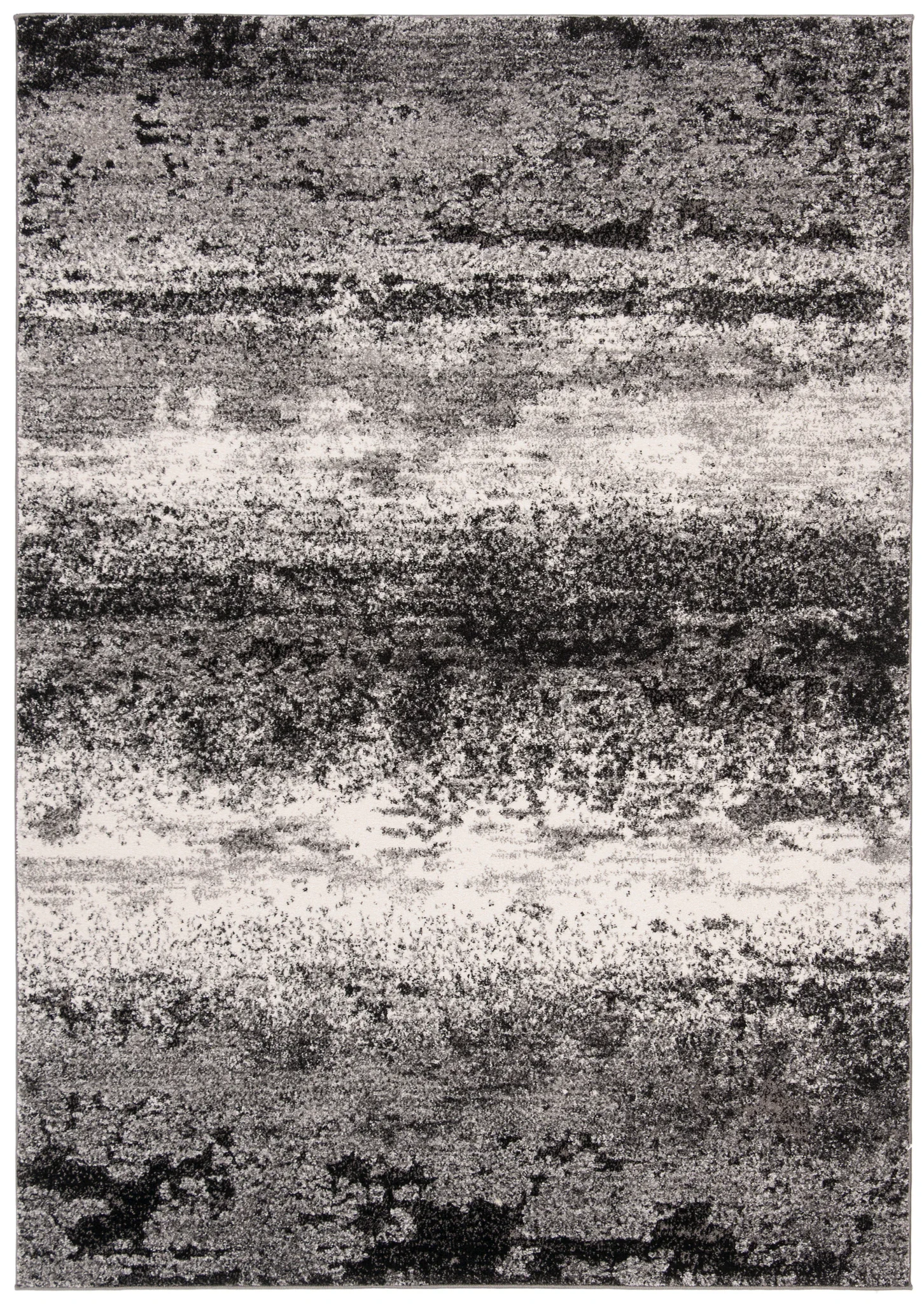 Spirit Abstract Banded Rug in Charcoal / Light Gray