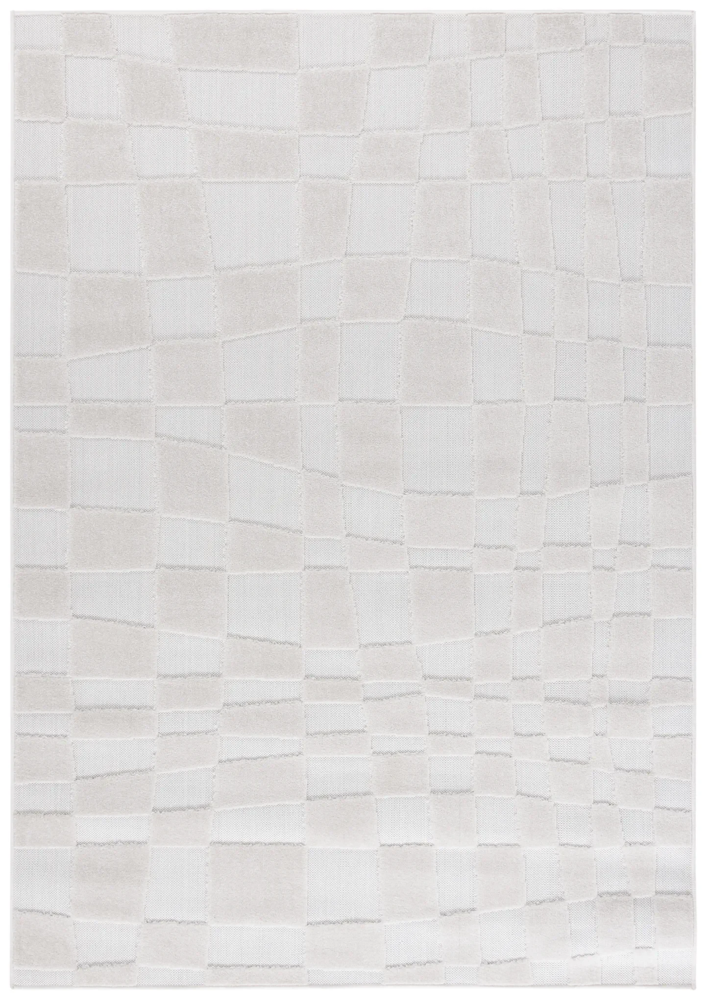 Stella Wavy Grid Outdoor Rug in Ivory