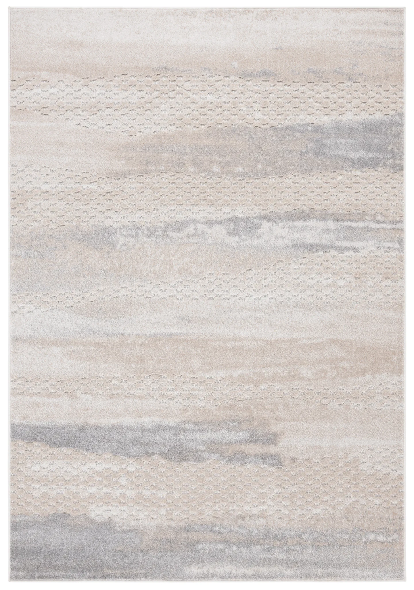 Stella Banded Abstract Outdoor Rug in Beige / Gray