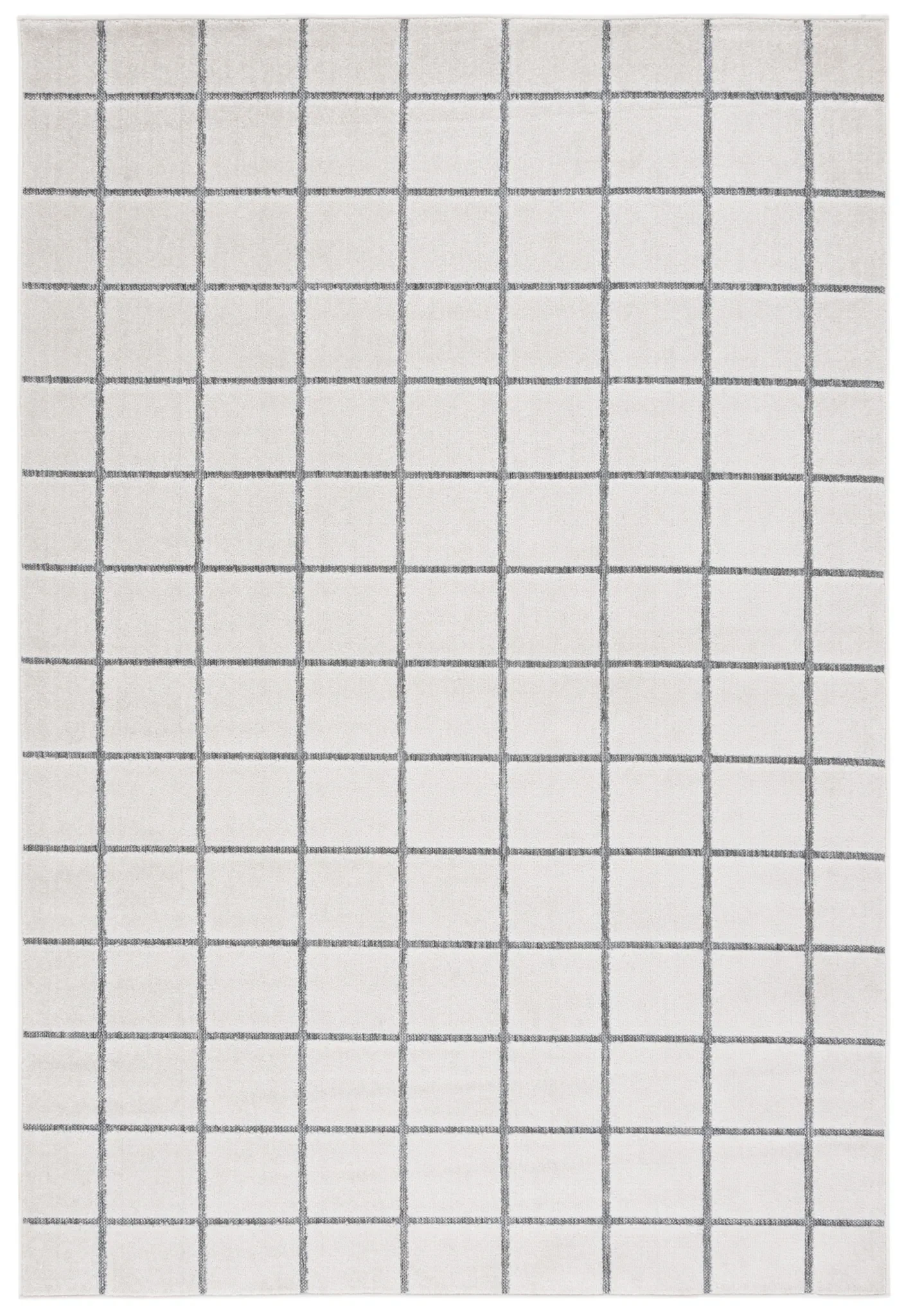 Stella Windowpane Grid Outdoor Rug in Ivory / Gray