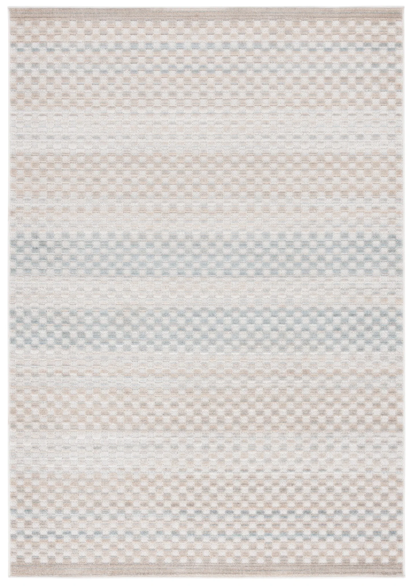 Stella Grid Stripe Outdoor Rug in Beige / Blue