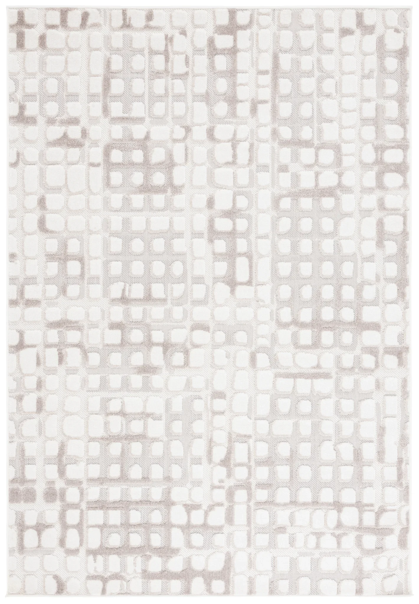Stella Grid Outdoor Rug in Ivory / Beige
