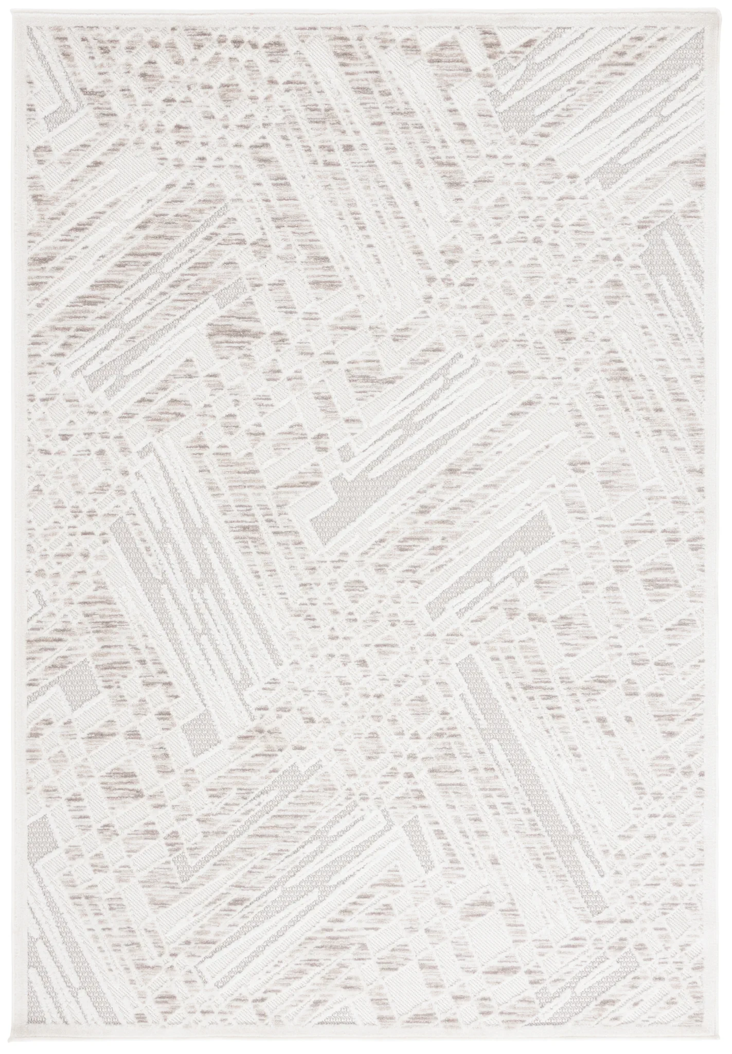 Stella Overlapping Grid Outdoor Rug in Ivory / Beige