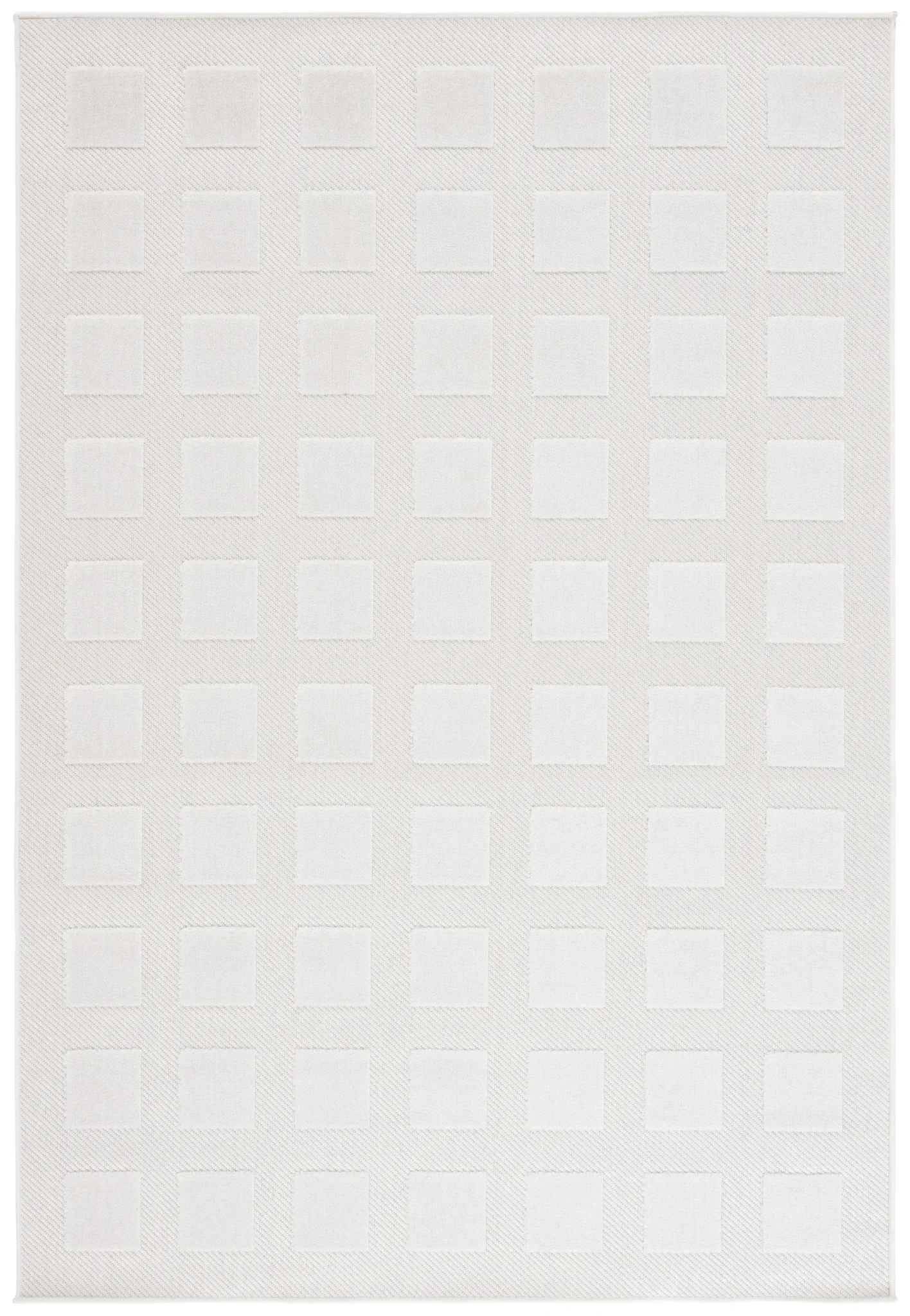 Stella Square Grid Outdoor Rug in Ivory
