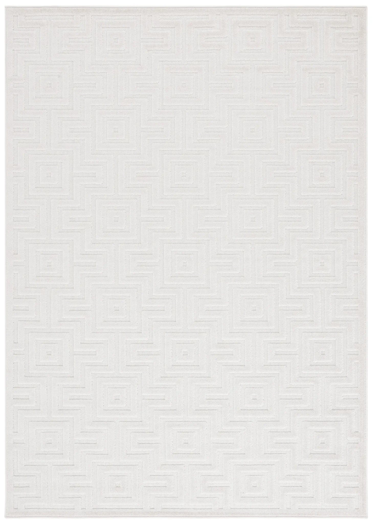 Stella Interlocking Squares Outdoor Rug in Ivory