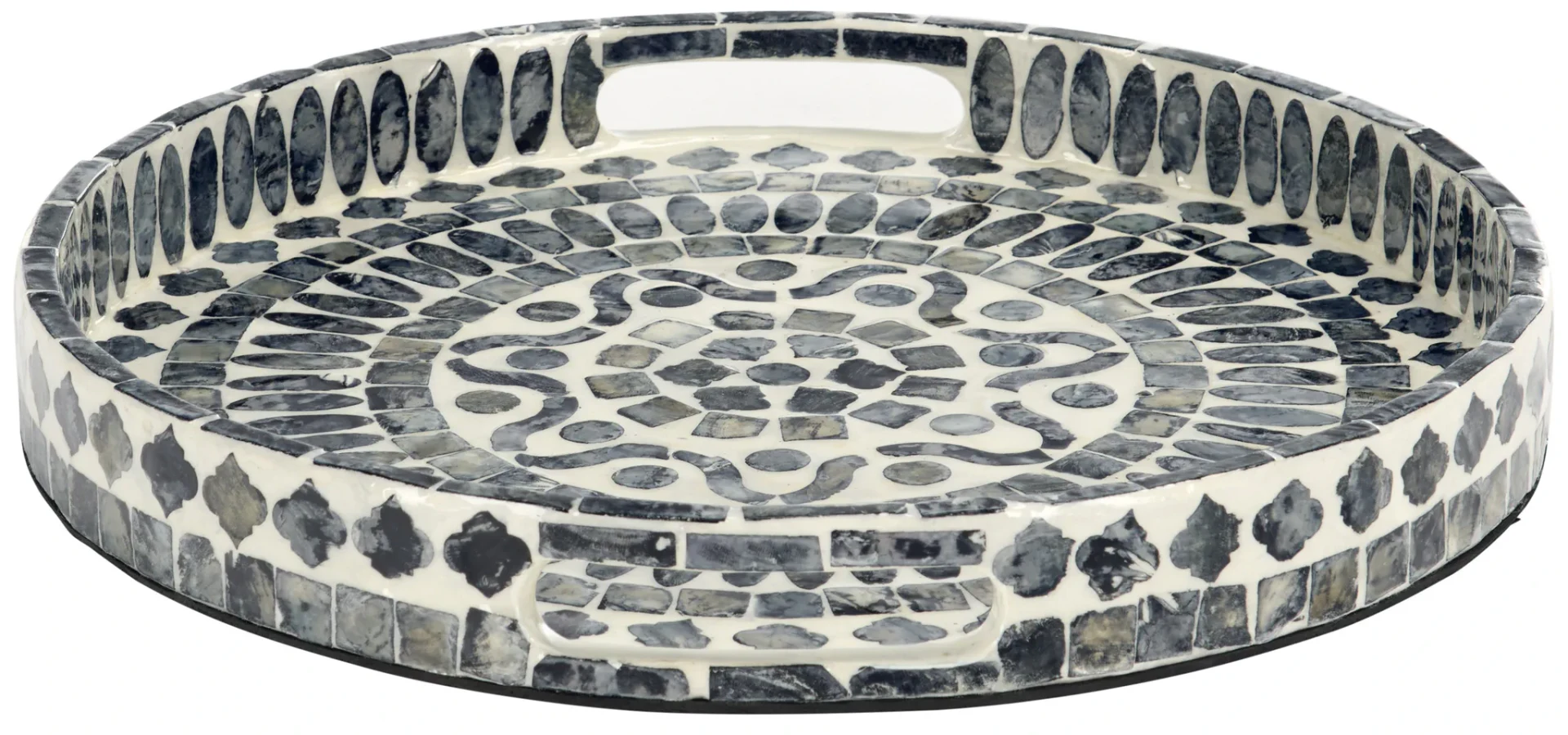 Yaneth Round Tray in Grey / White