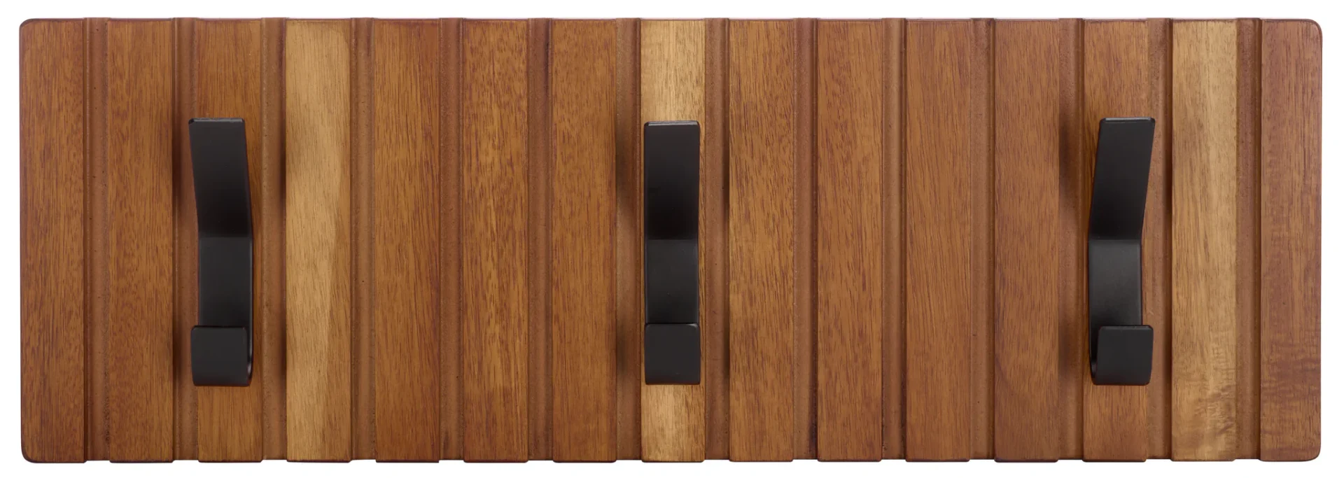 Fraizer Three-Hook Wall-Mounted Coat Rack in Natural Acacia / Black