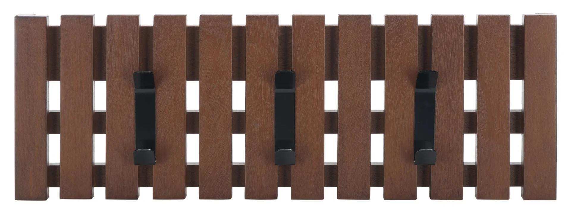 Cato Three-Hook Wall-Mount Coat Rack in Brown