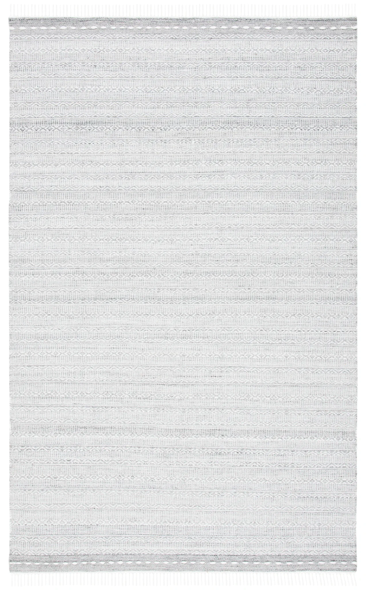 Striped Kilim Tonal Geometric Rug in Gray / Ivory