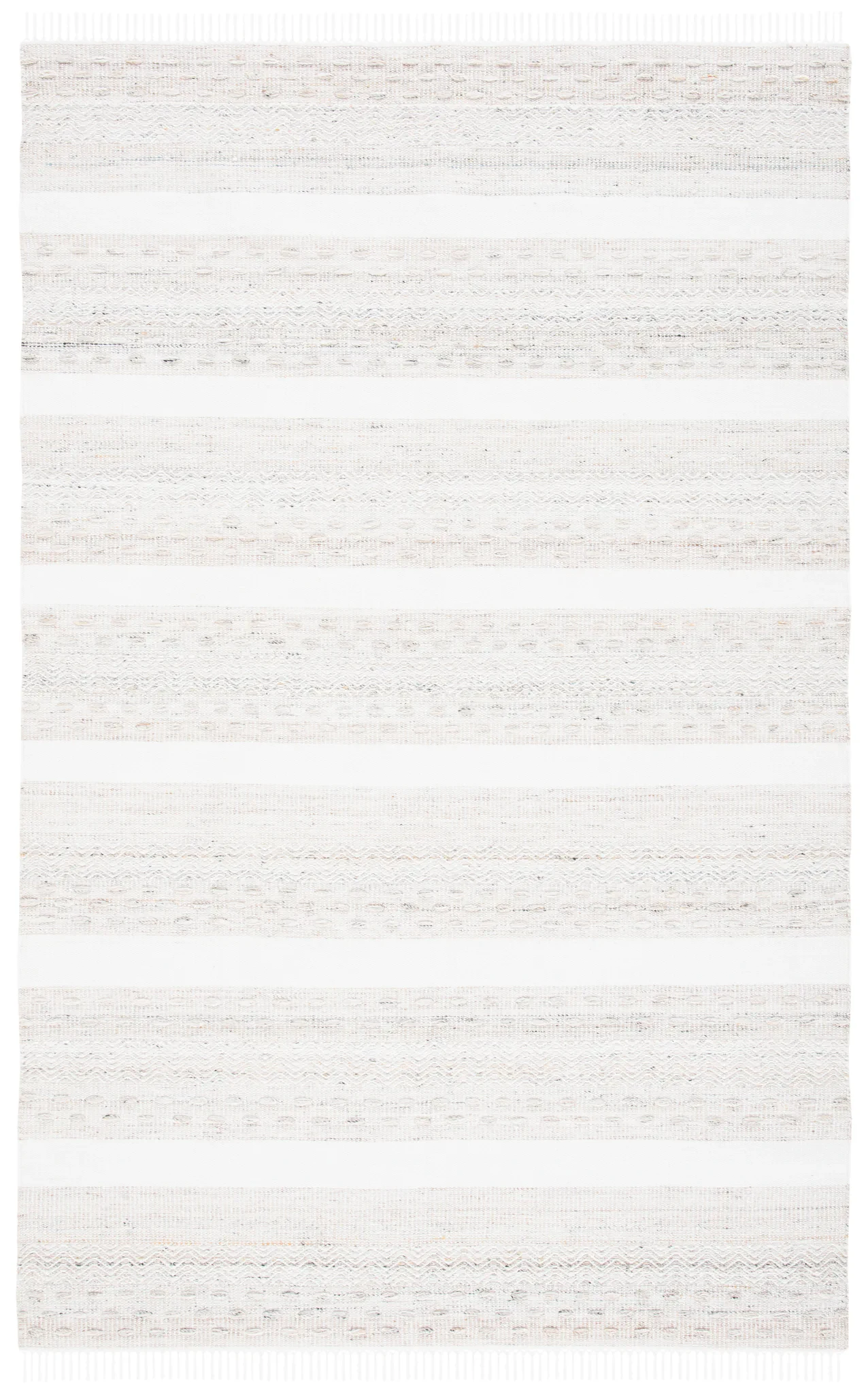 Striped Kilim Scandinavian Textured Rug in Beige / Ivory