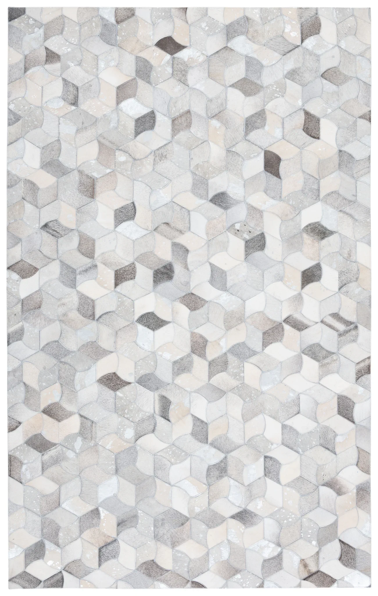 Studio Leather Cube Flatweave Rug in Ivory / Gray