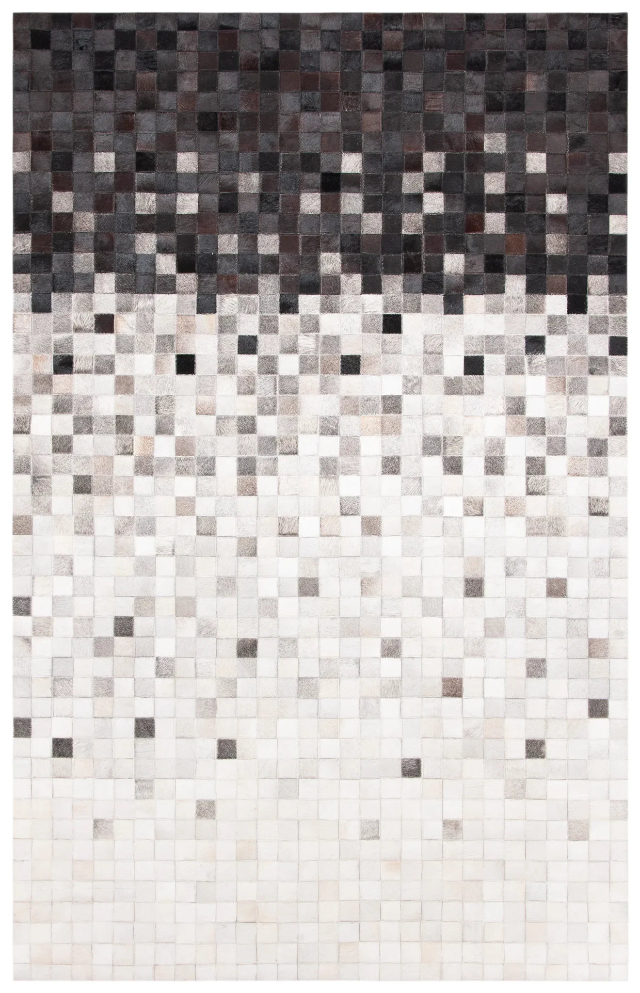Studio Leather Gradient Grid Hand-Woven Rug in Ivory / Black