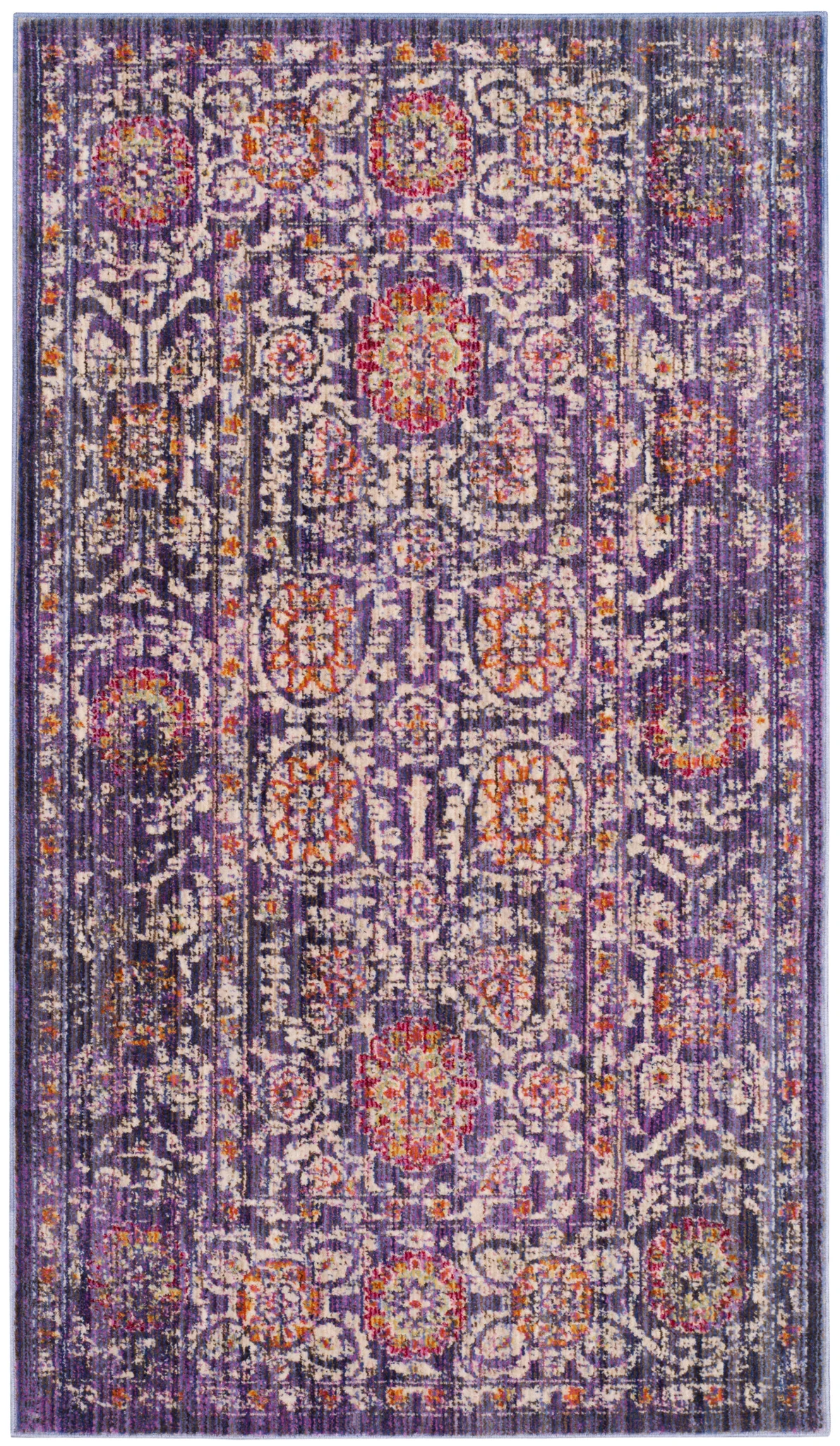 Sutton Medallion Bordered Rug in Lavender / Ivory