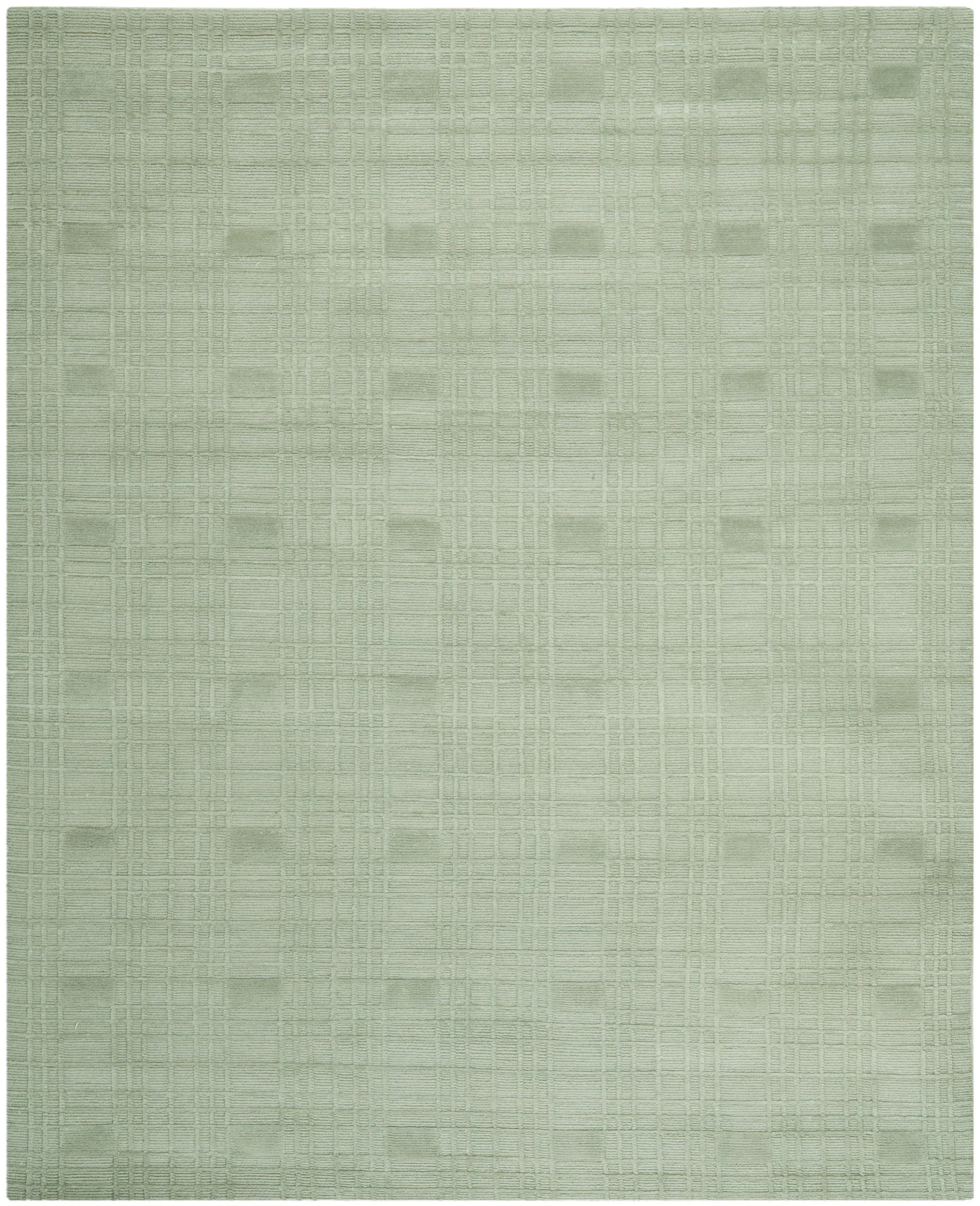 Tibetan Grid Hand-Knotted Wool Rug in Celadon