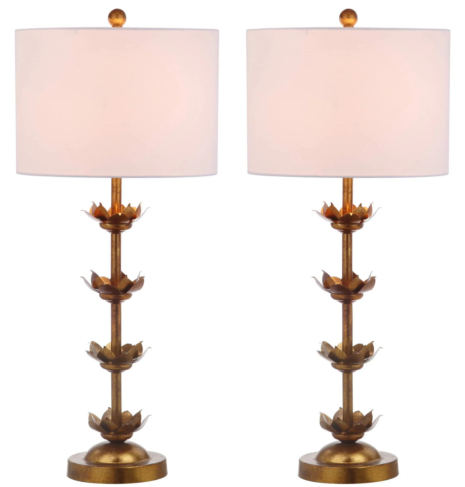 Lani Leaf Table Lamp (Set of 2) in Gold / White
