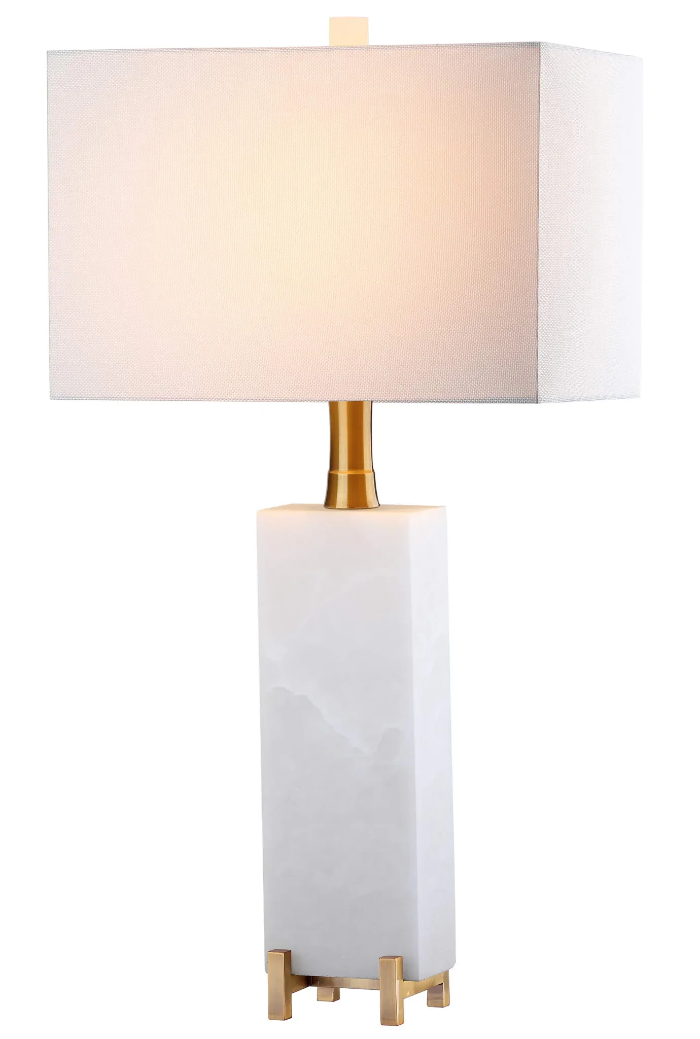 Sloane Alabaster Table Lamp in White / Brass Gold