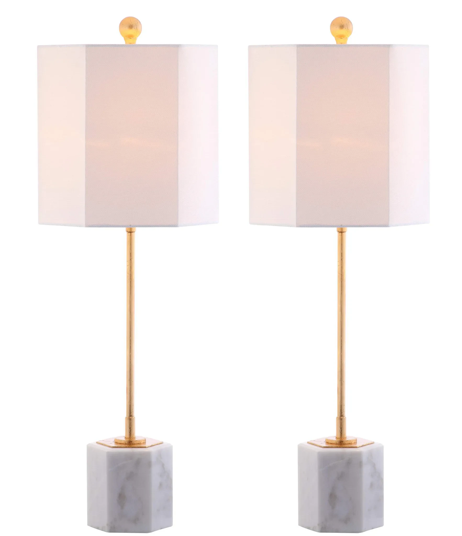 Magdalene Marble Table Lamp (Set Of 2) in White Marble / Gold
