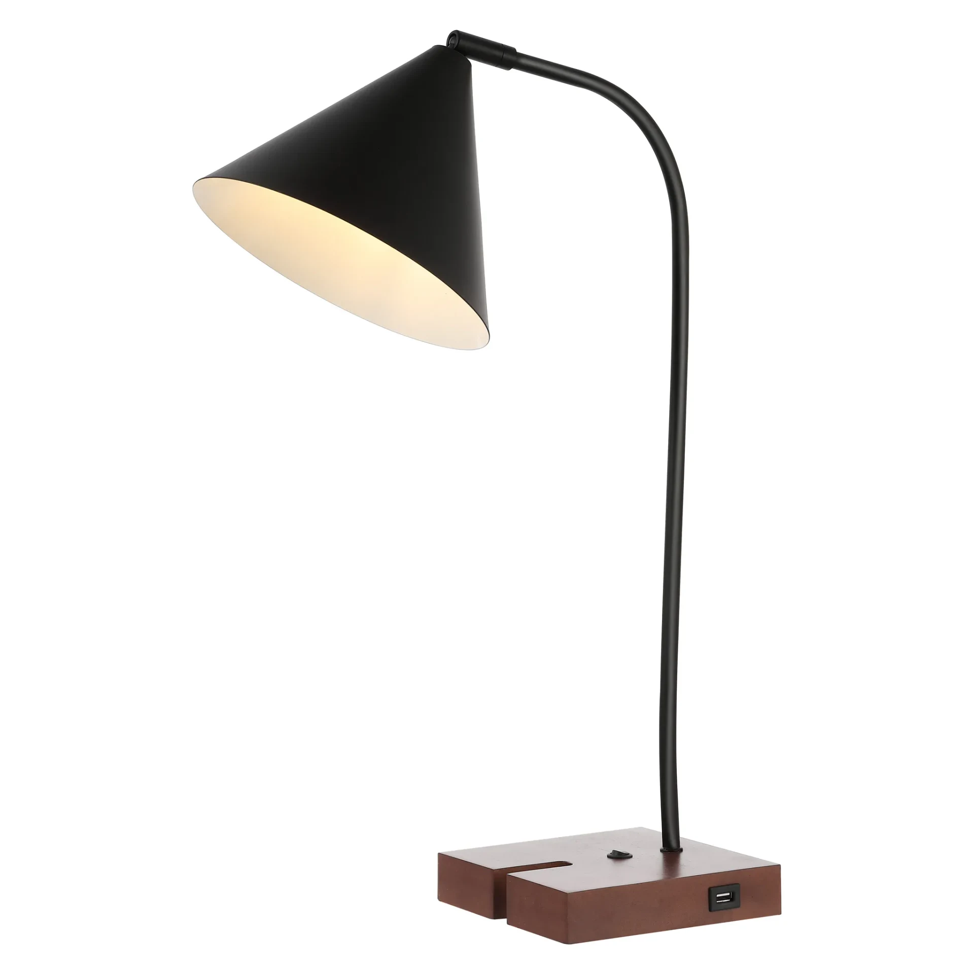 Nuka Table Lamp With Usb Port in Black / Walnut