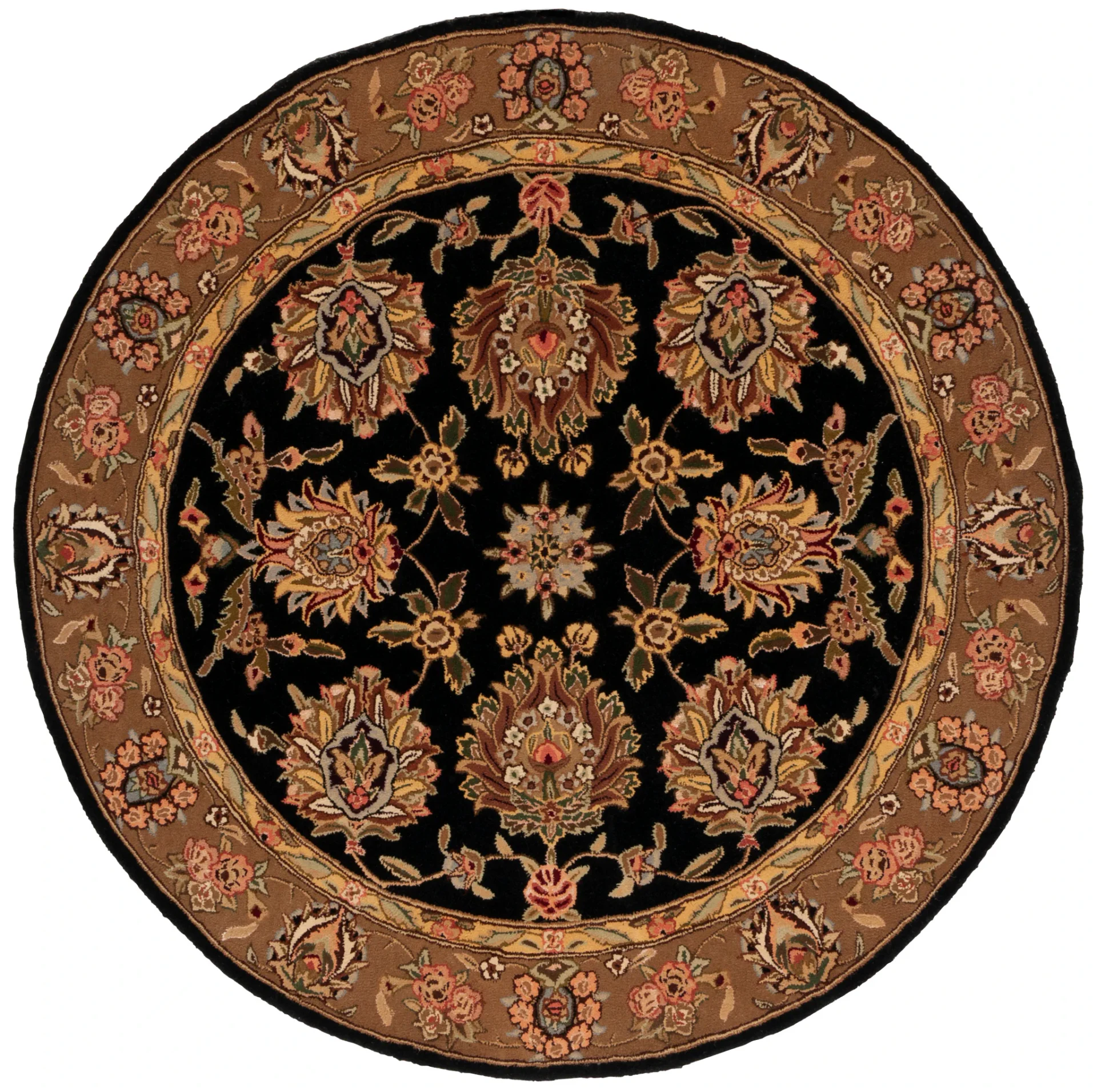 Traditions Floral Medallion Wool Rug in Black / Gold