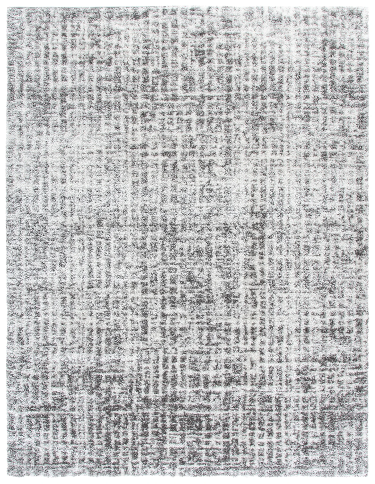 Tahoe Grid Shag Rug in Ivory / Gray