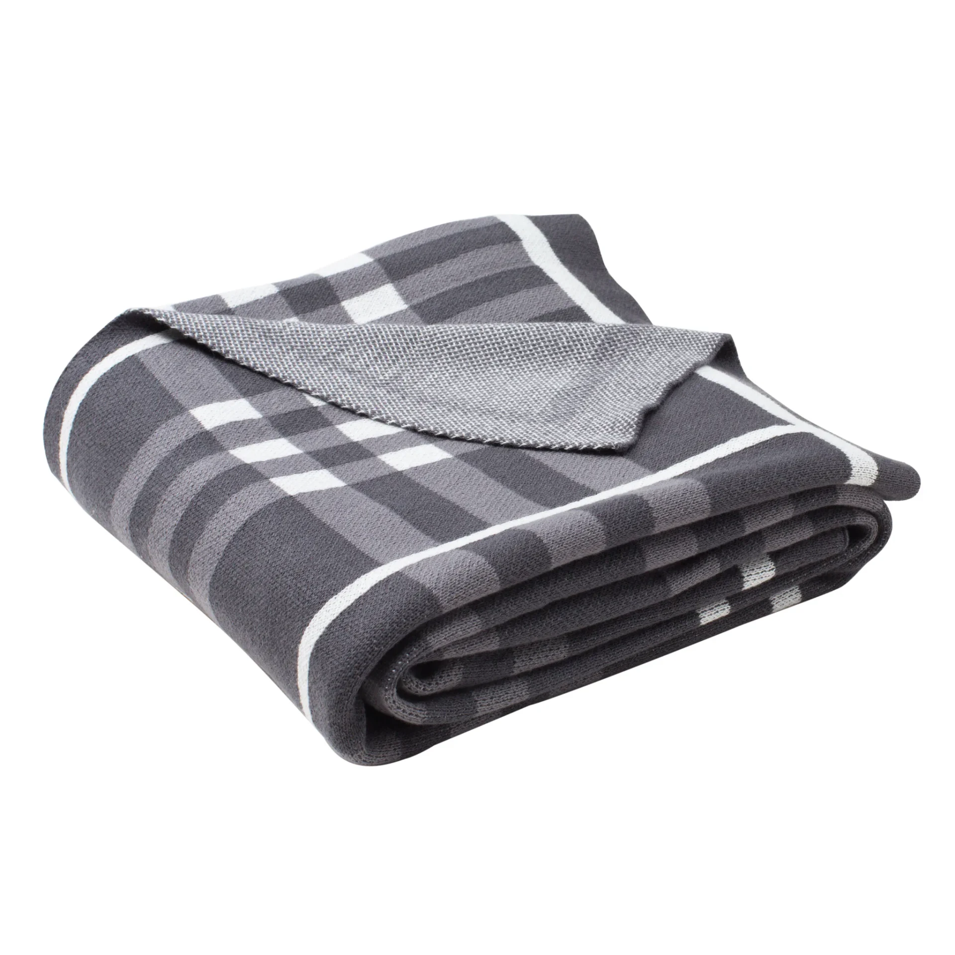 Unity Gingham Knit Throw in Gray