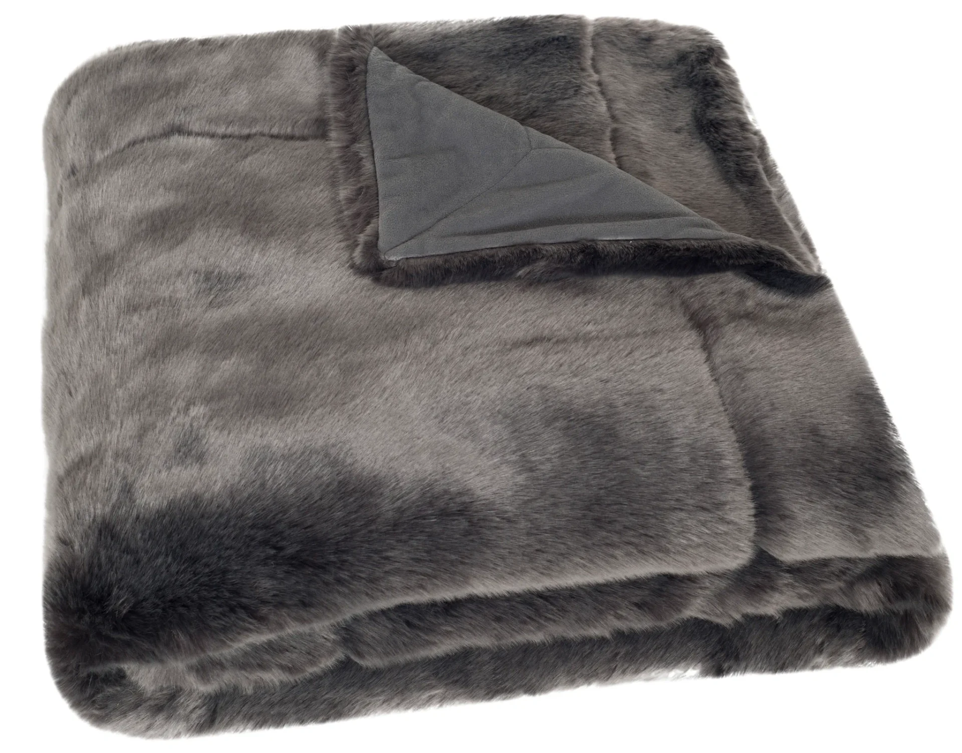 Faux Silver Fox Throw in Silver