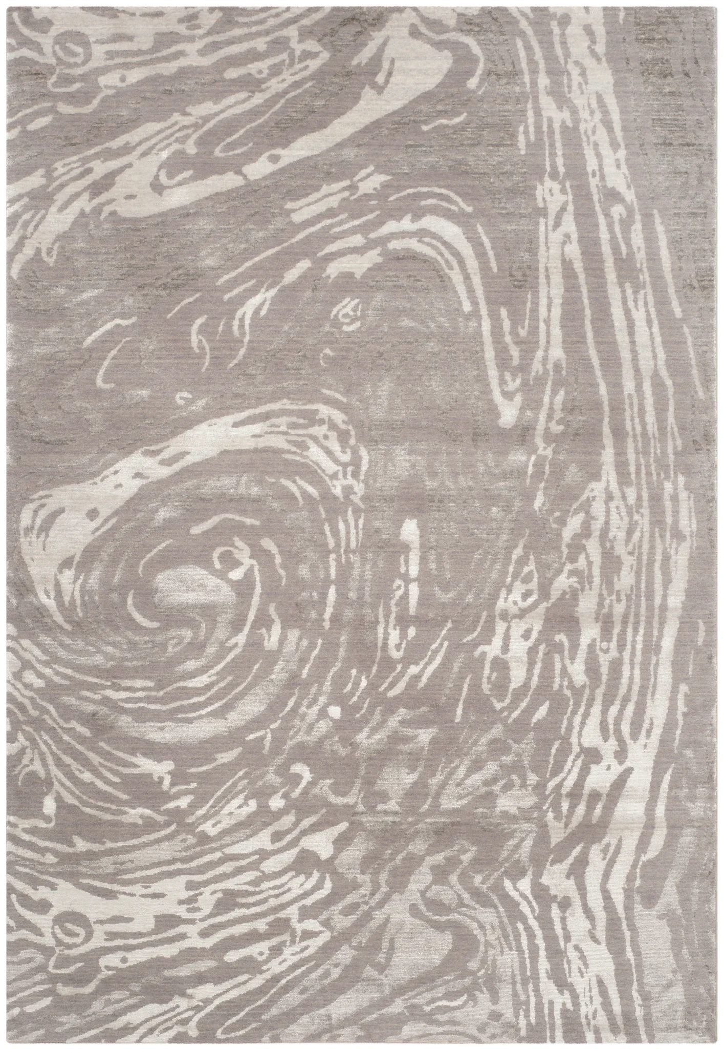 Tibetan Vanguard Marble Swirl Hand-Loomed Viscose Rug in Gray / Ivory