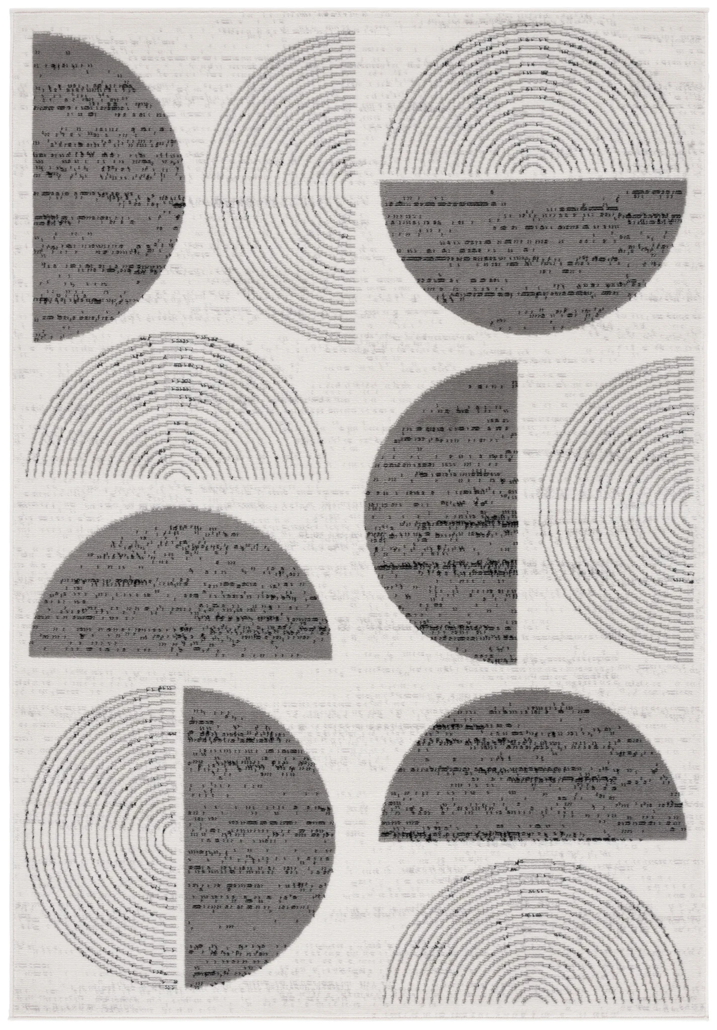 Temple Concentric Arcs Rug in Ivory / Gray