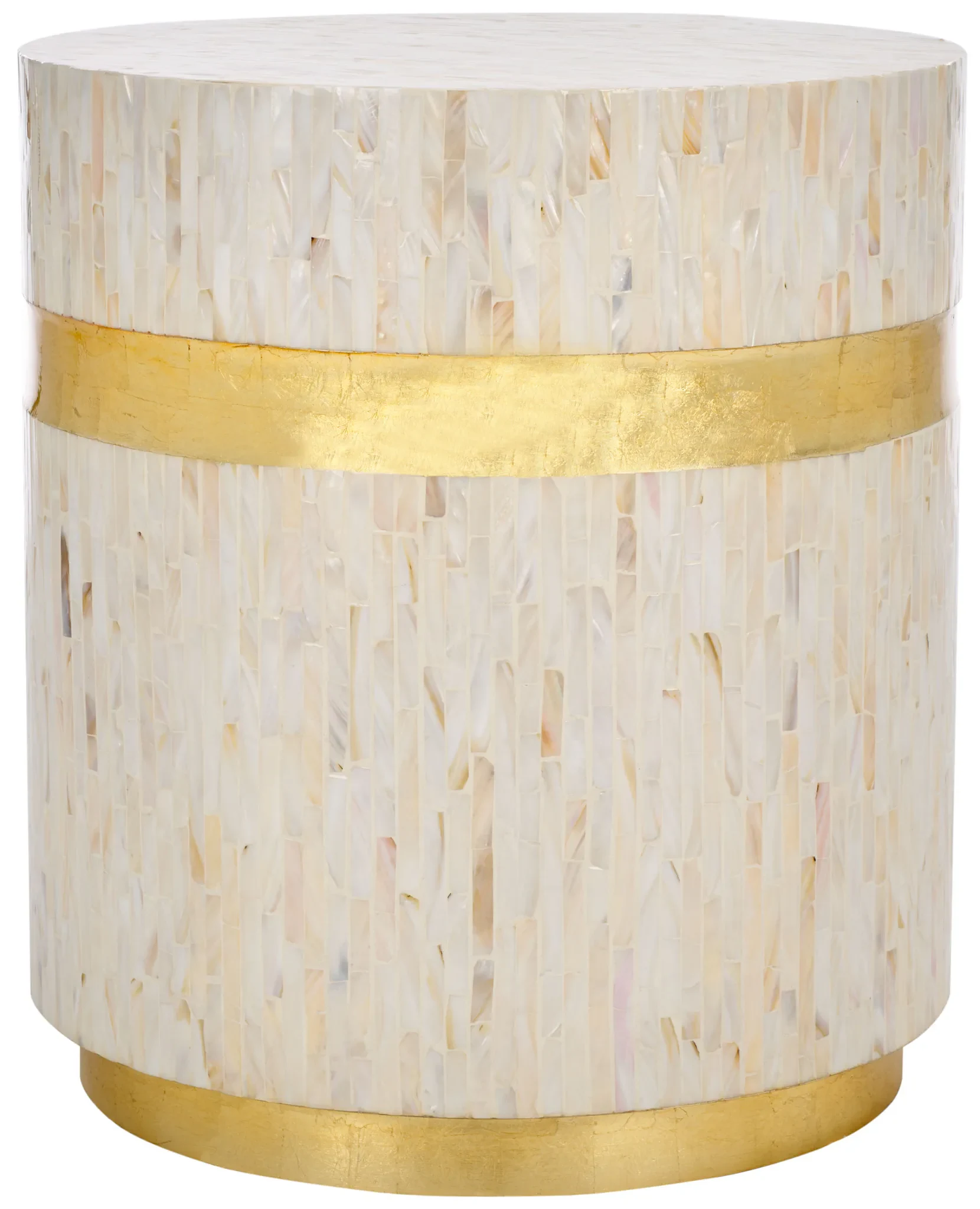 Perla Mosaic Round Side Table in Pink Champagne / Gold