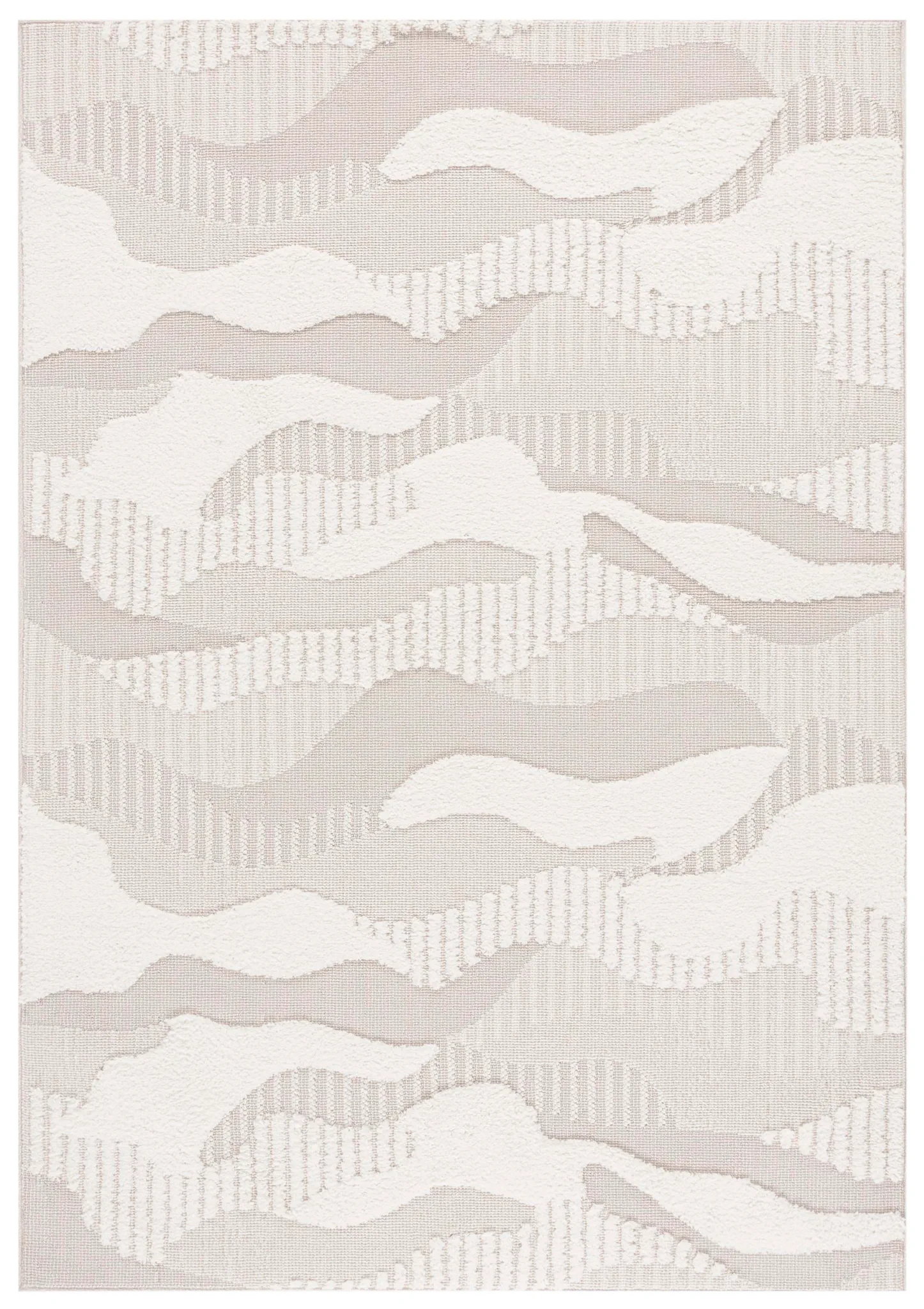 Trends Wavy Abstract Shag Rug in Beige / Ivory