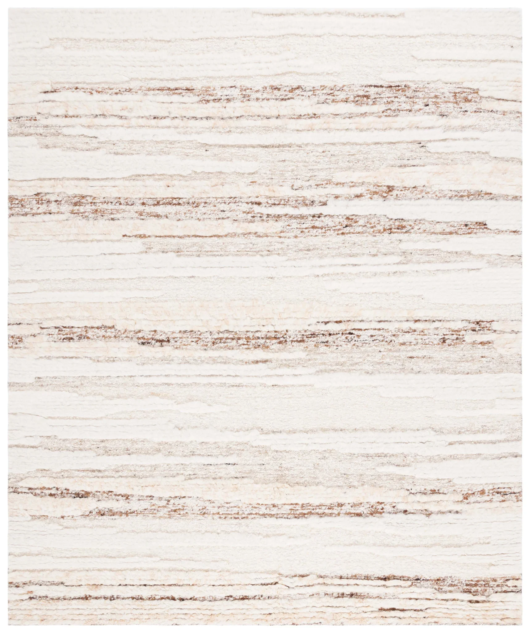 Tribeca Textured Stripe Hand-Knotted Wool Rug in Beige / Brown