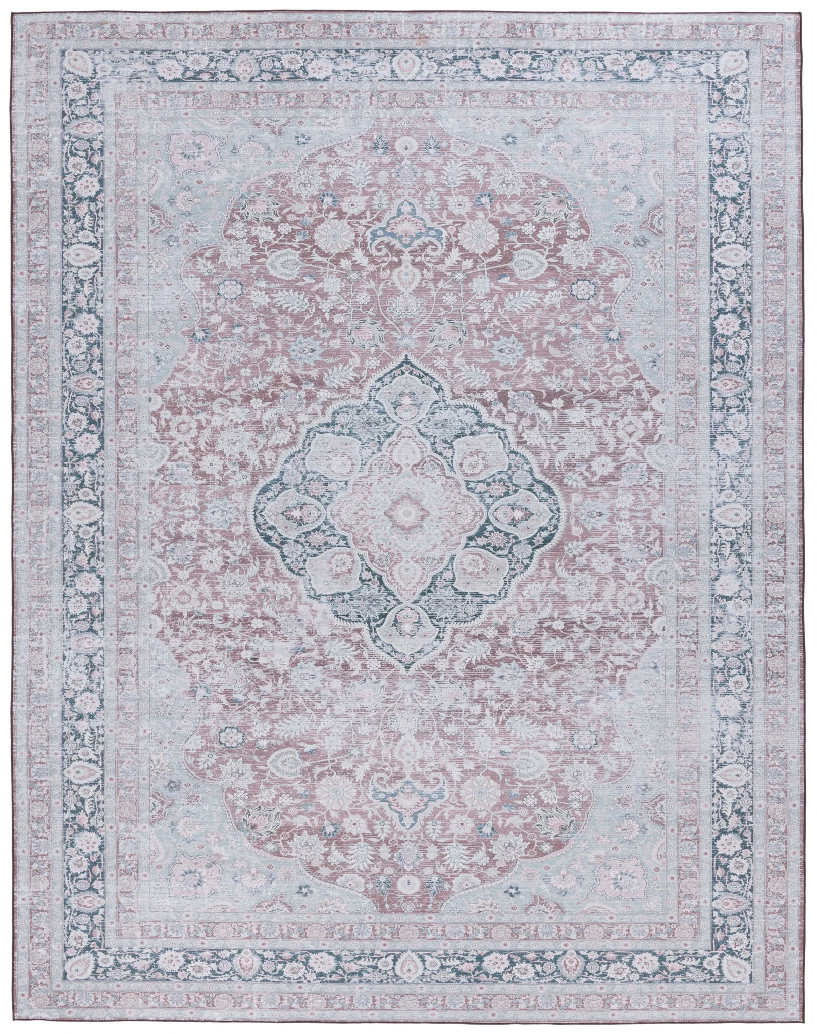 Tucson Persian Medallion Washable Rug in Rust / Sage