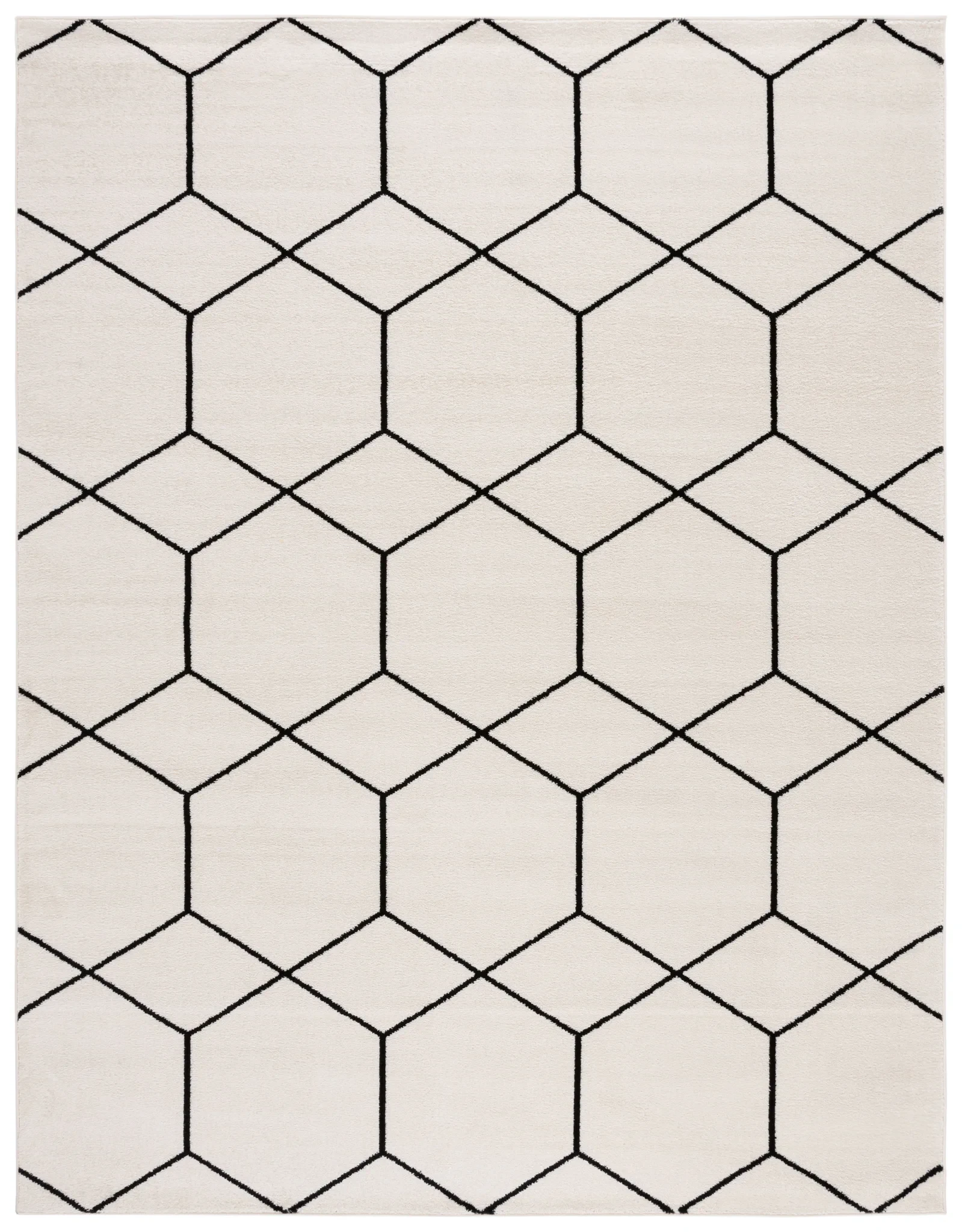 Tulum Geometric Rug in Ivory / Black
